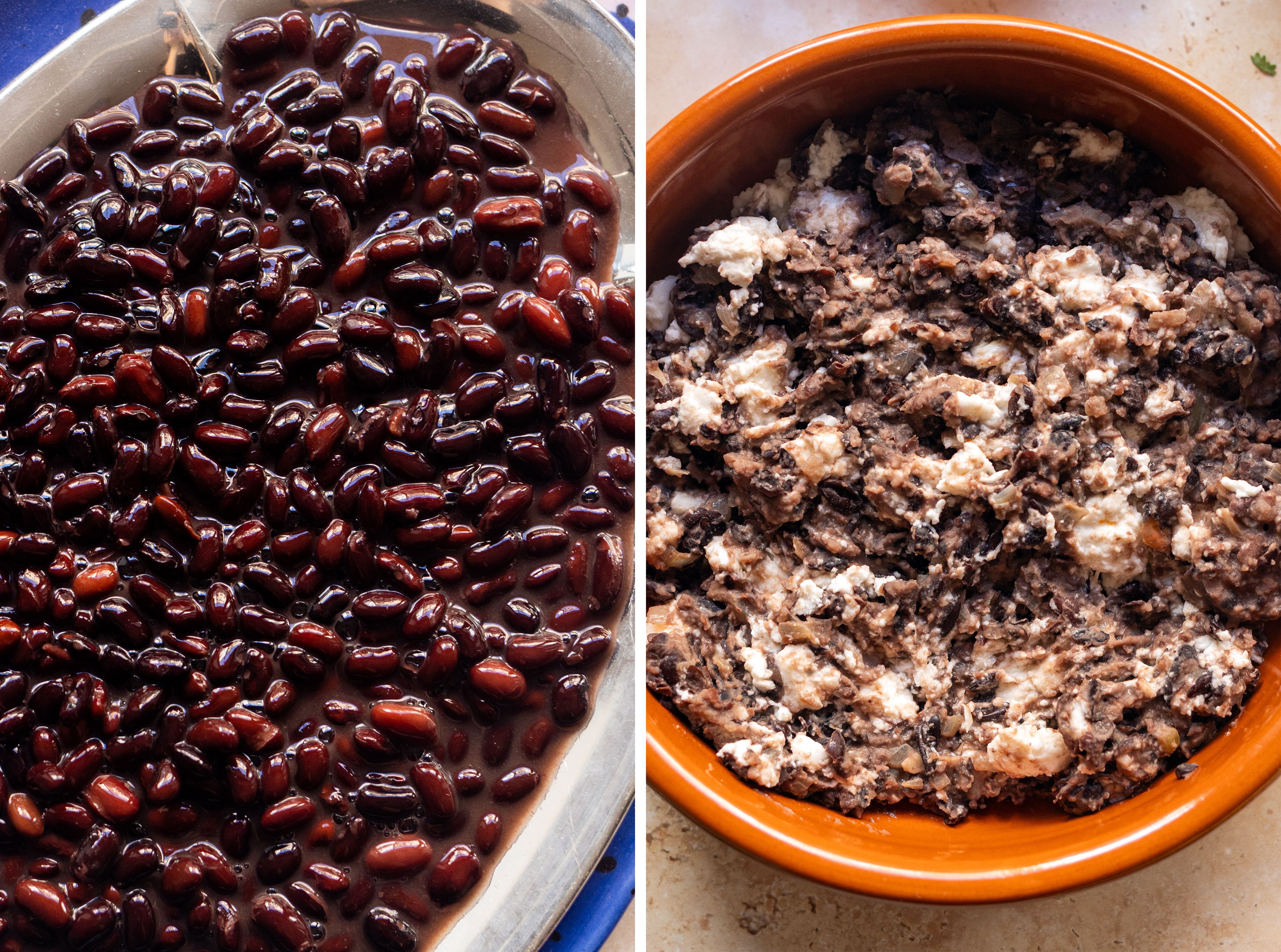 R959 Vegane Pupusas (Gefüllte Maistortillas) mit Bohnen-Käse-Füllung, Salsa Roja und Curtido