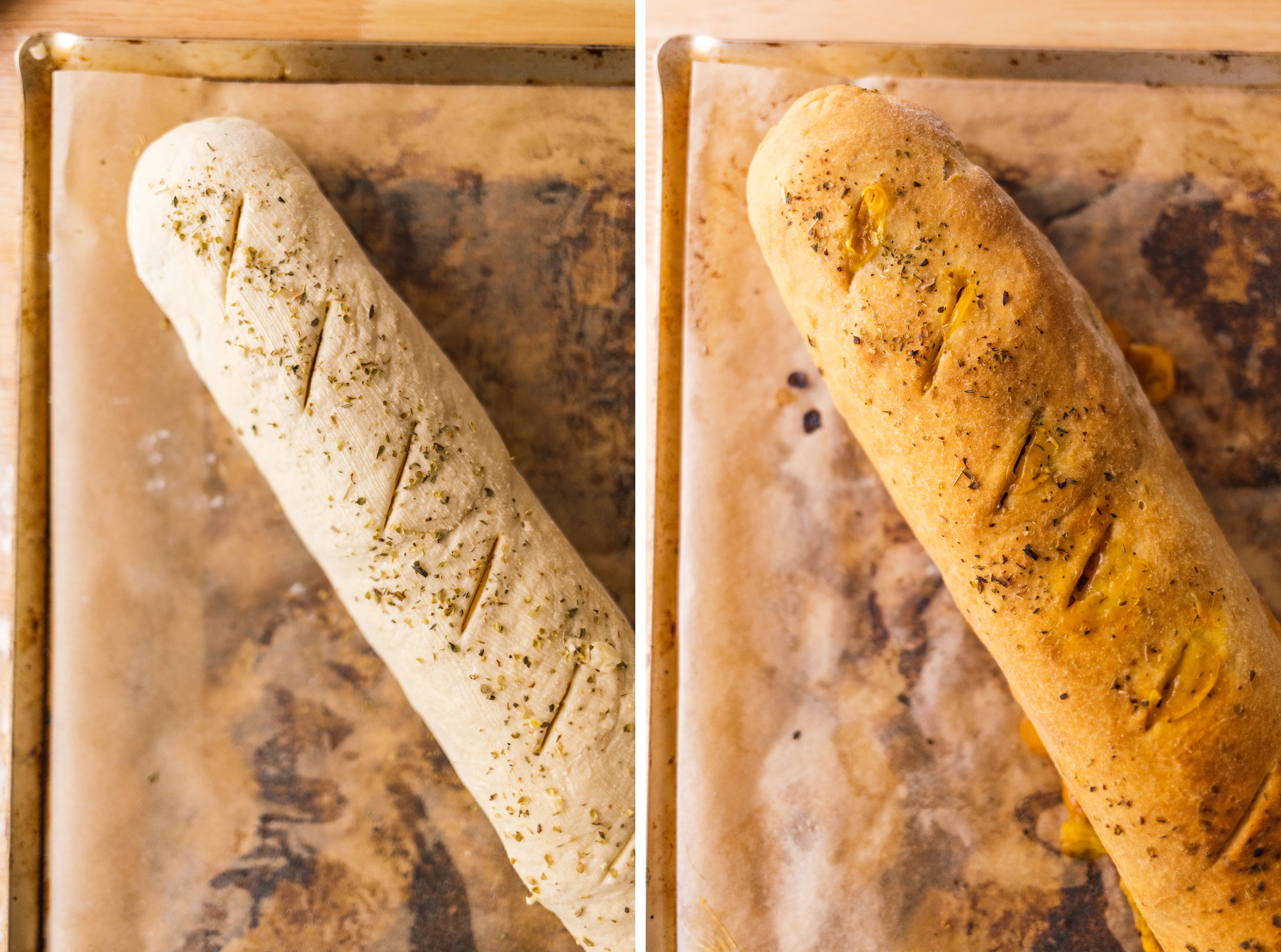 R846 Gefüllte Pizzarolle (aka Stromboli) mit veganer Salami und Pfefferonen