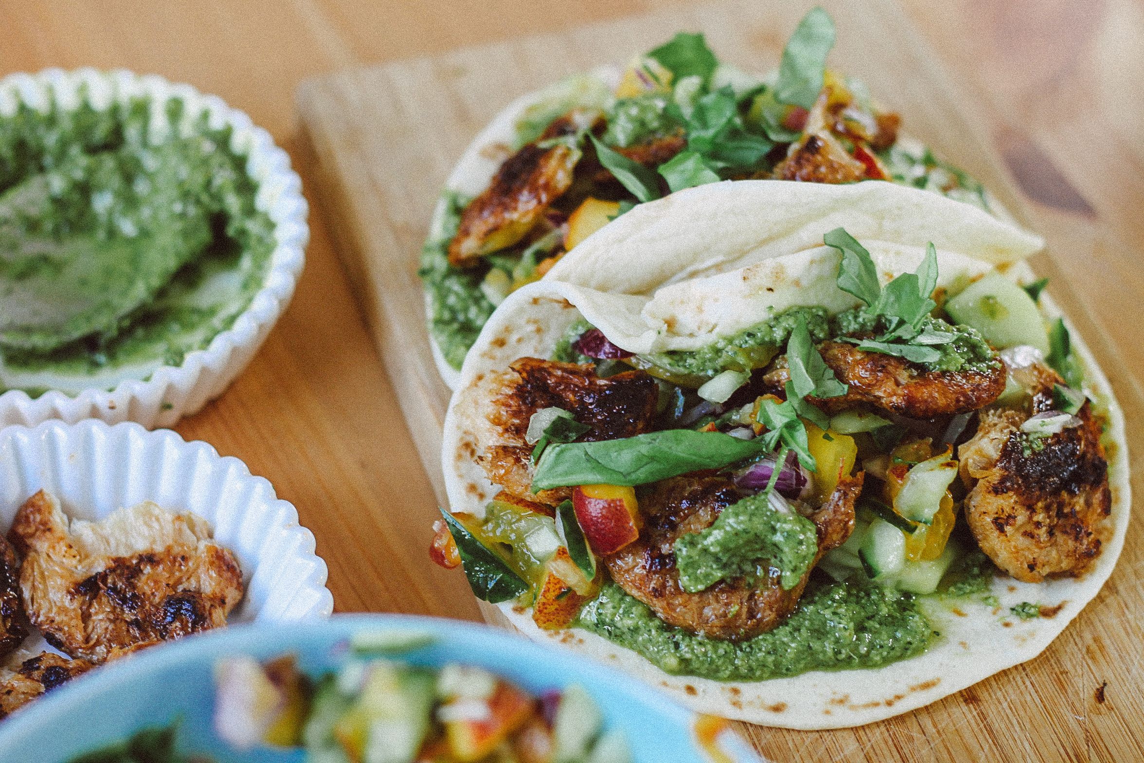 R38 Summer taco with peach salsa