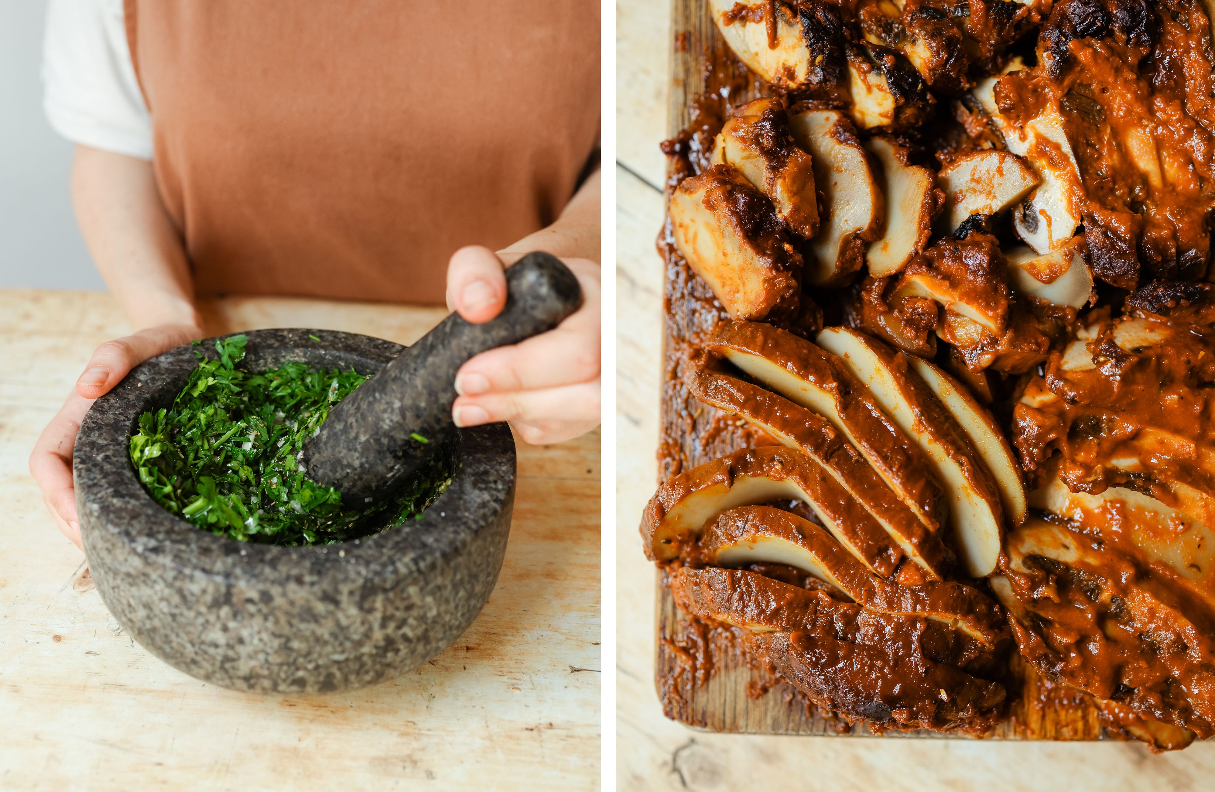 R949 Vegane Mini-Portobello-Burger mit selbstgemachten Brötchen