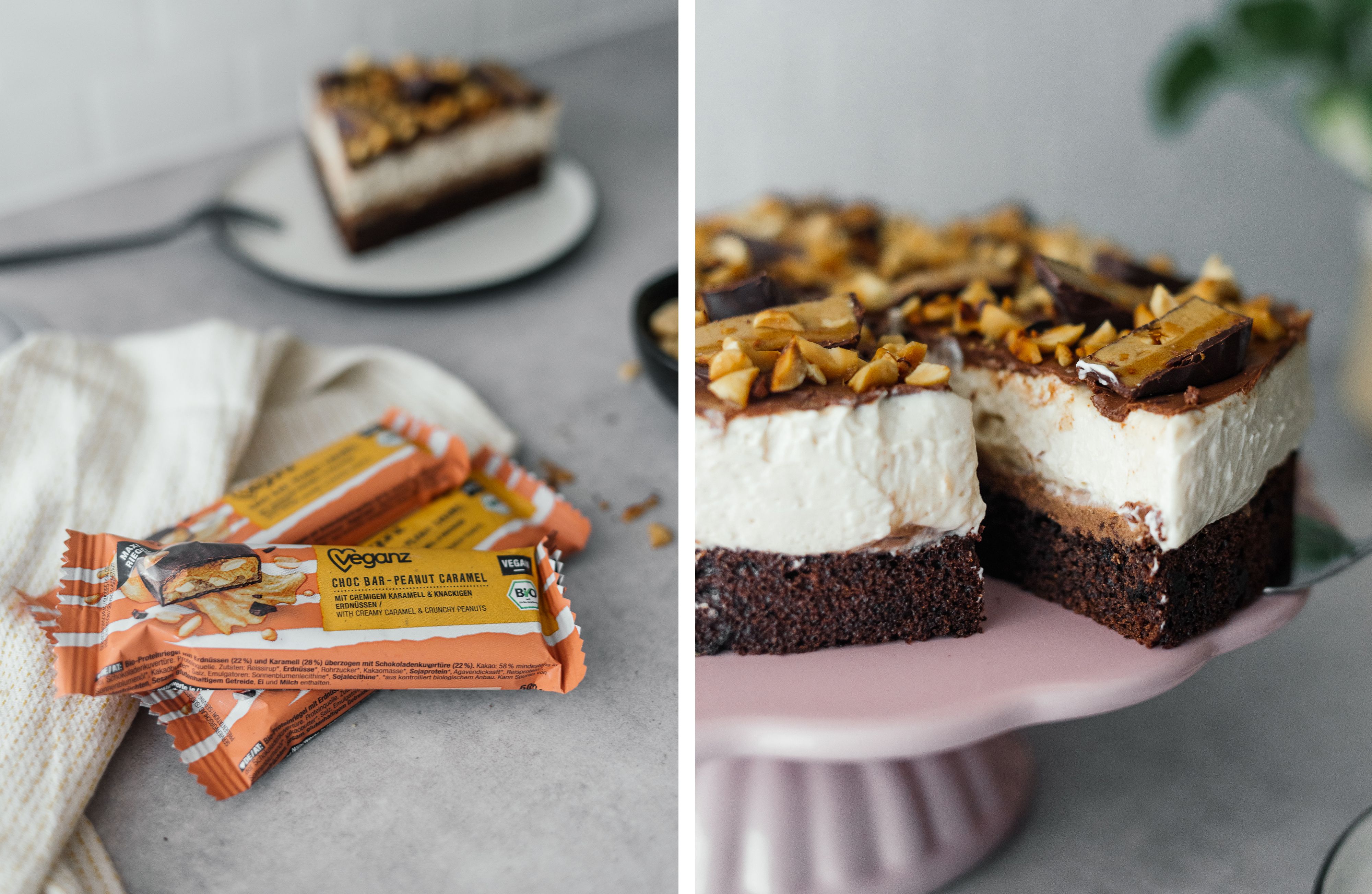 R765 Vegane Snickers-Torte