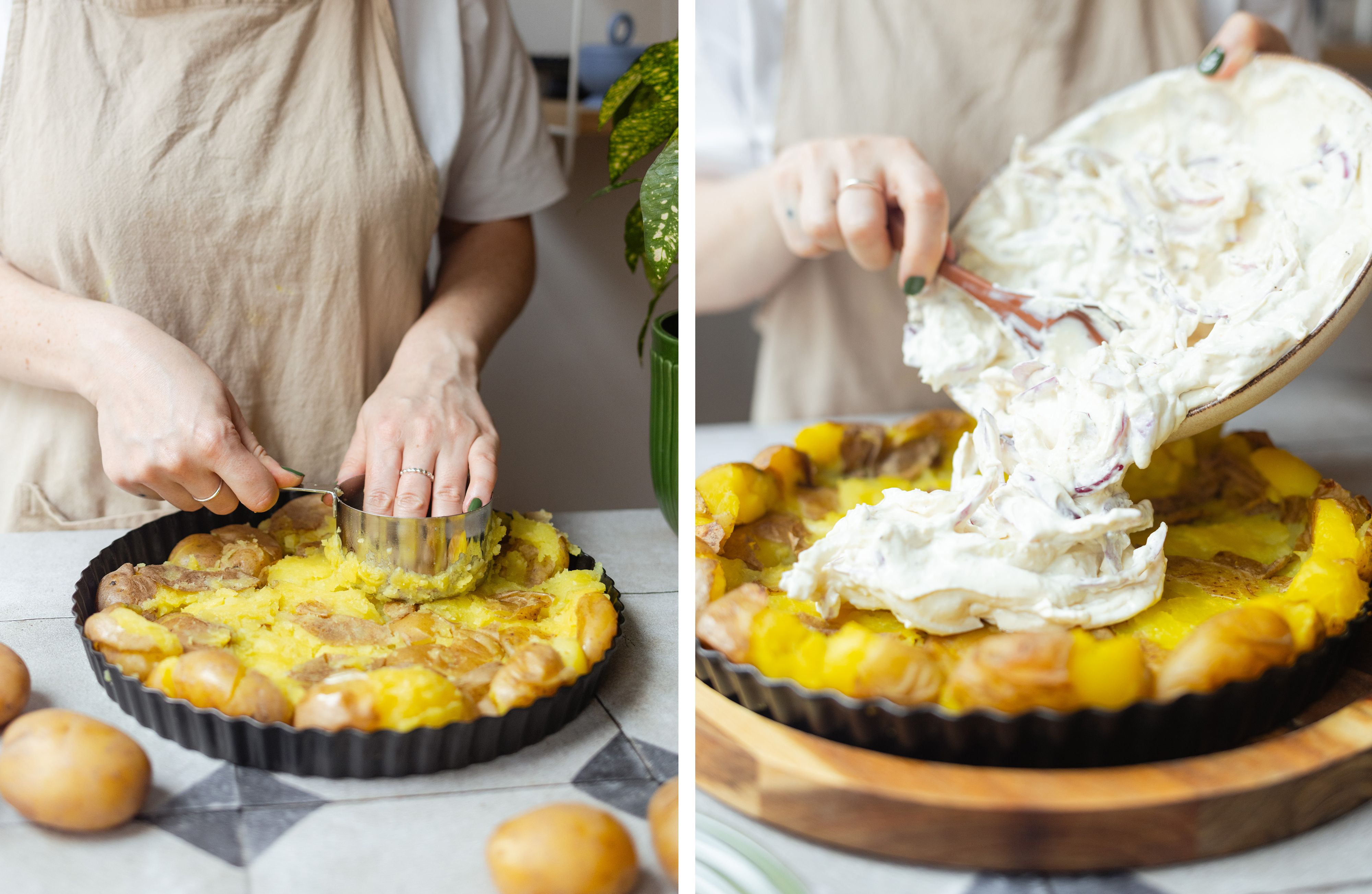 R956 Quetschkartoffel-Tarte mit Zwiebel-Quark-Füllung