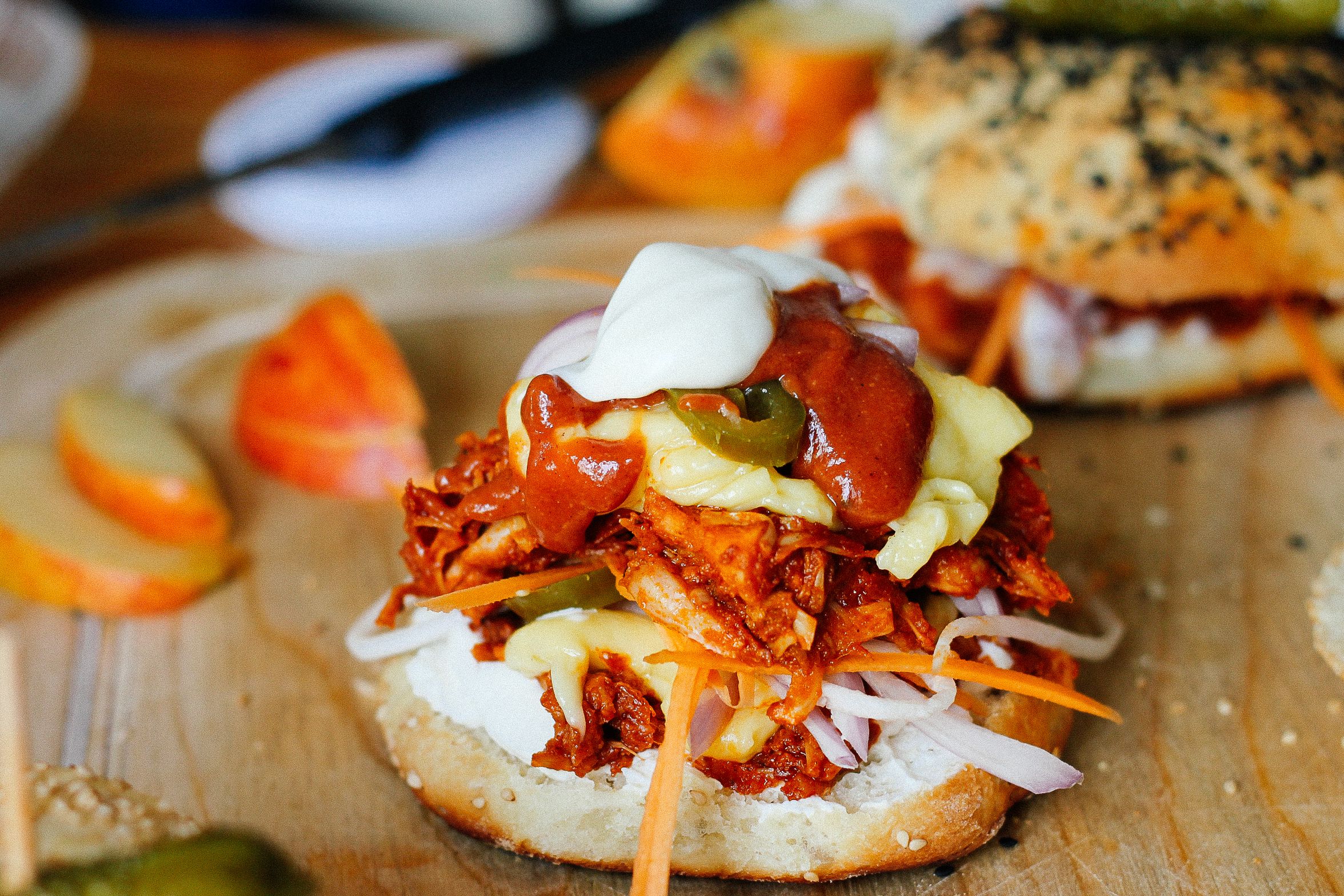 R93 Vegan Pulled Pork Burger