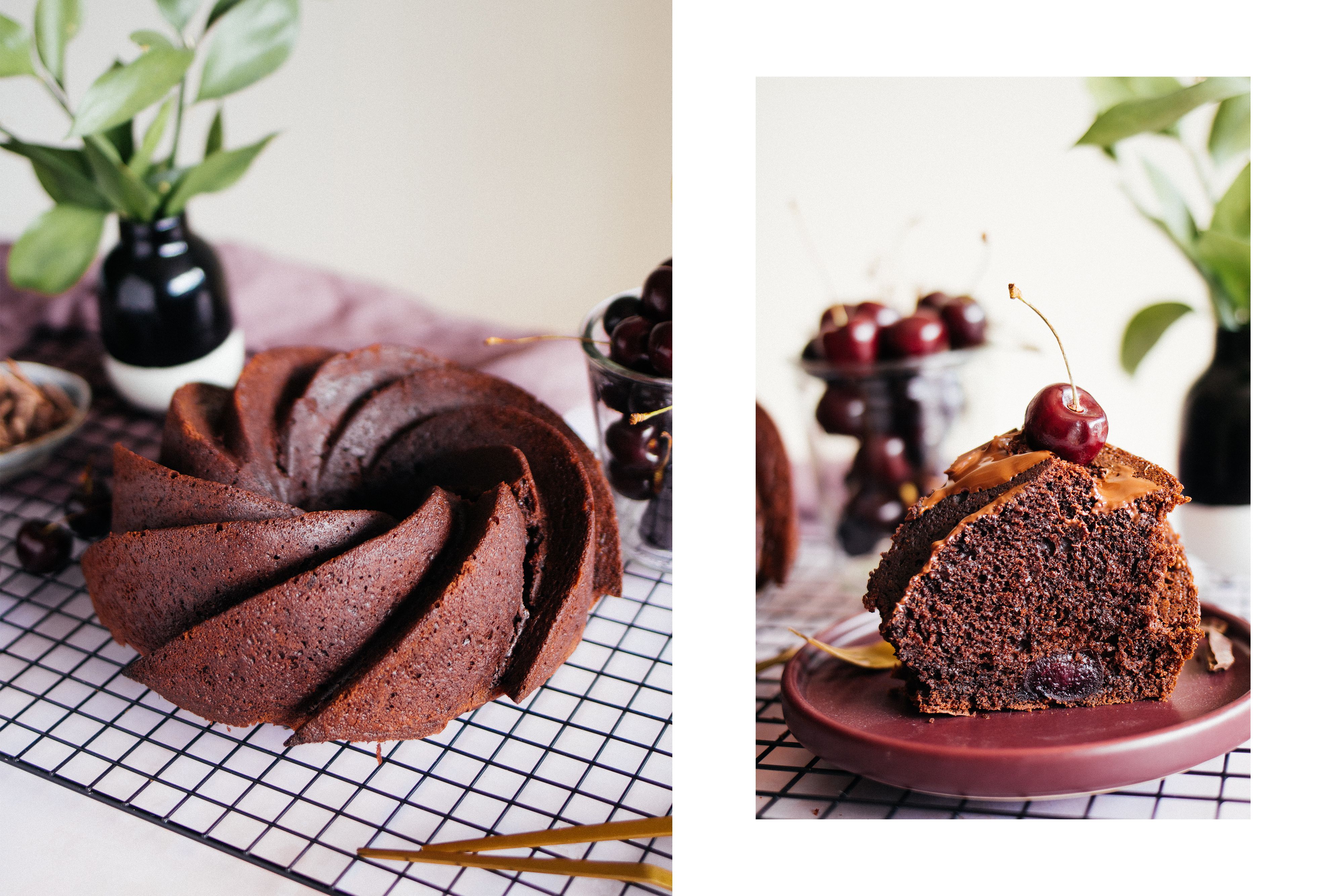 R556 Vegan Chocolate Cherry Bundt Cake
