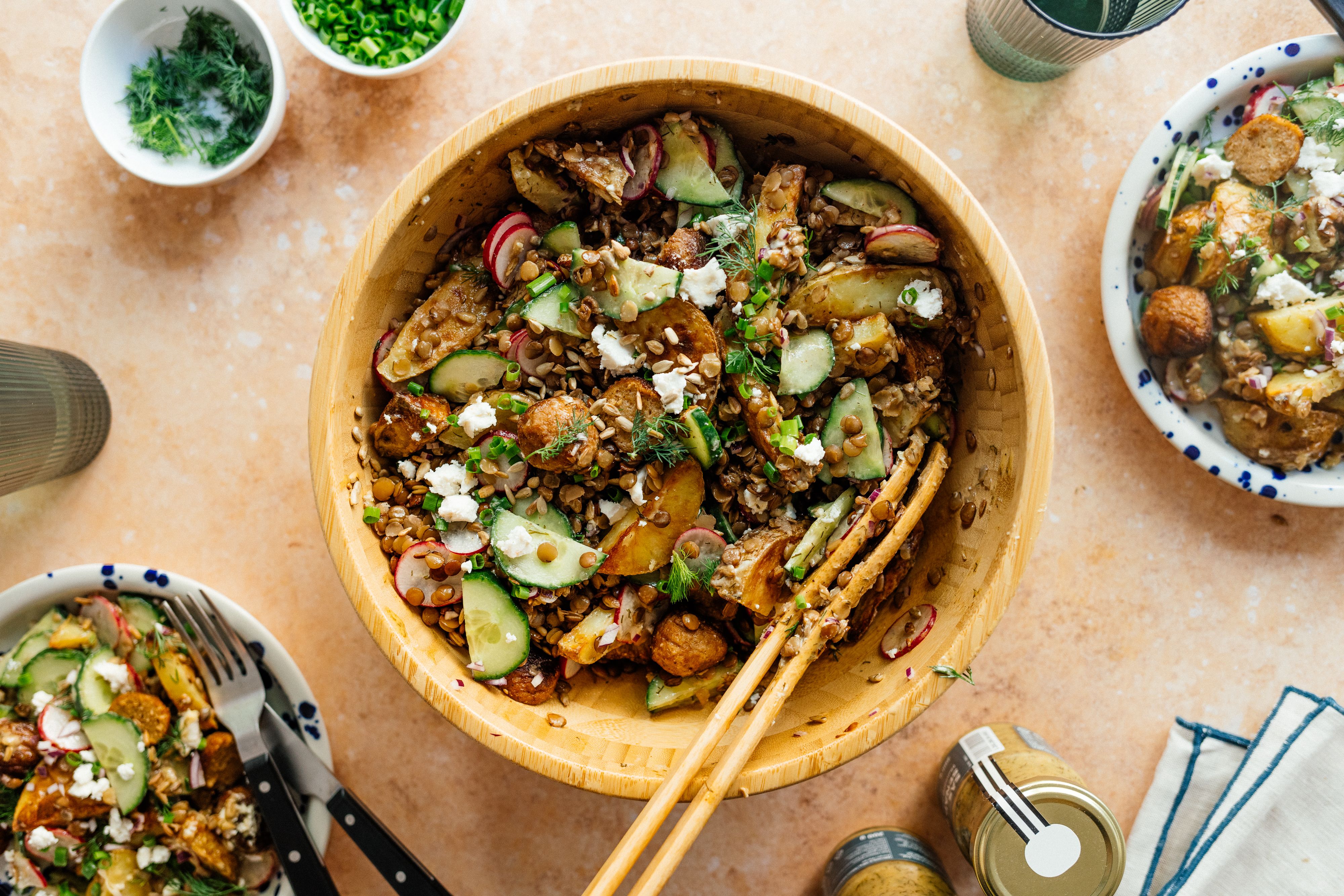 Vegan Potato Salad with Lentils & Mustard-Dill Sauce