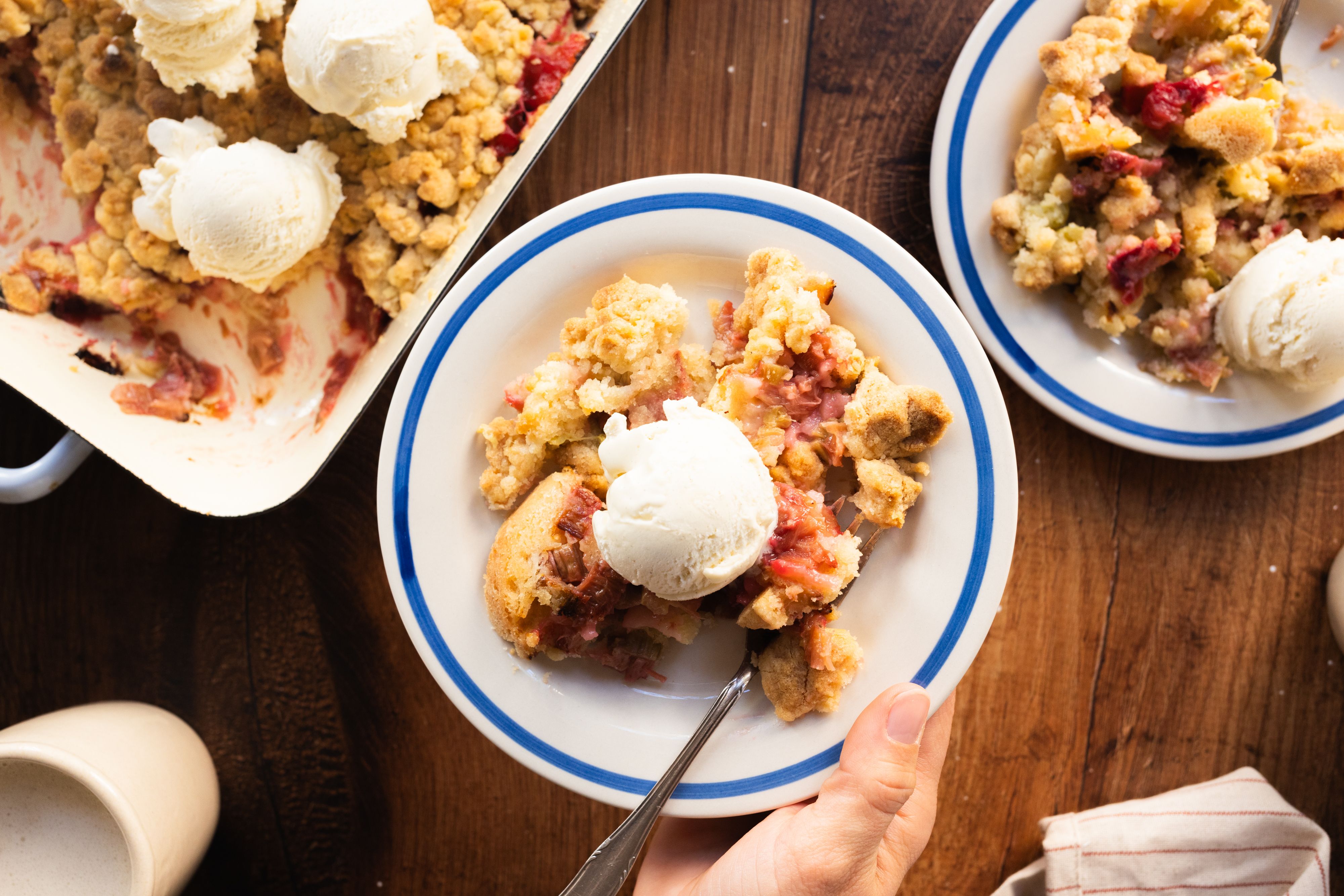 Vegan Rhubarb Crumble with Vanilla Ice Cream