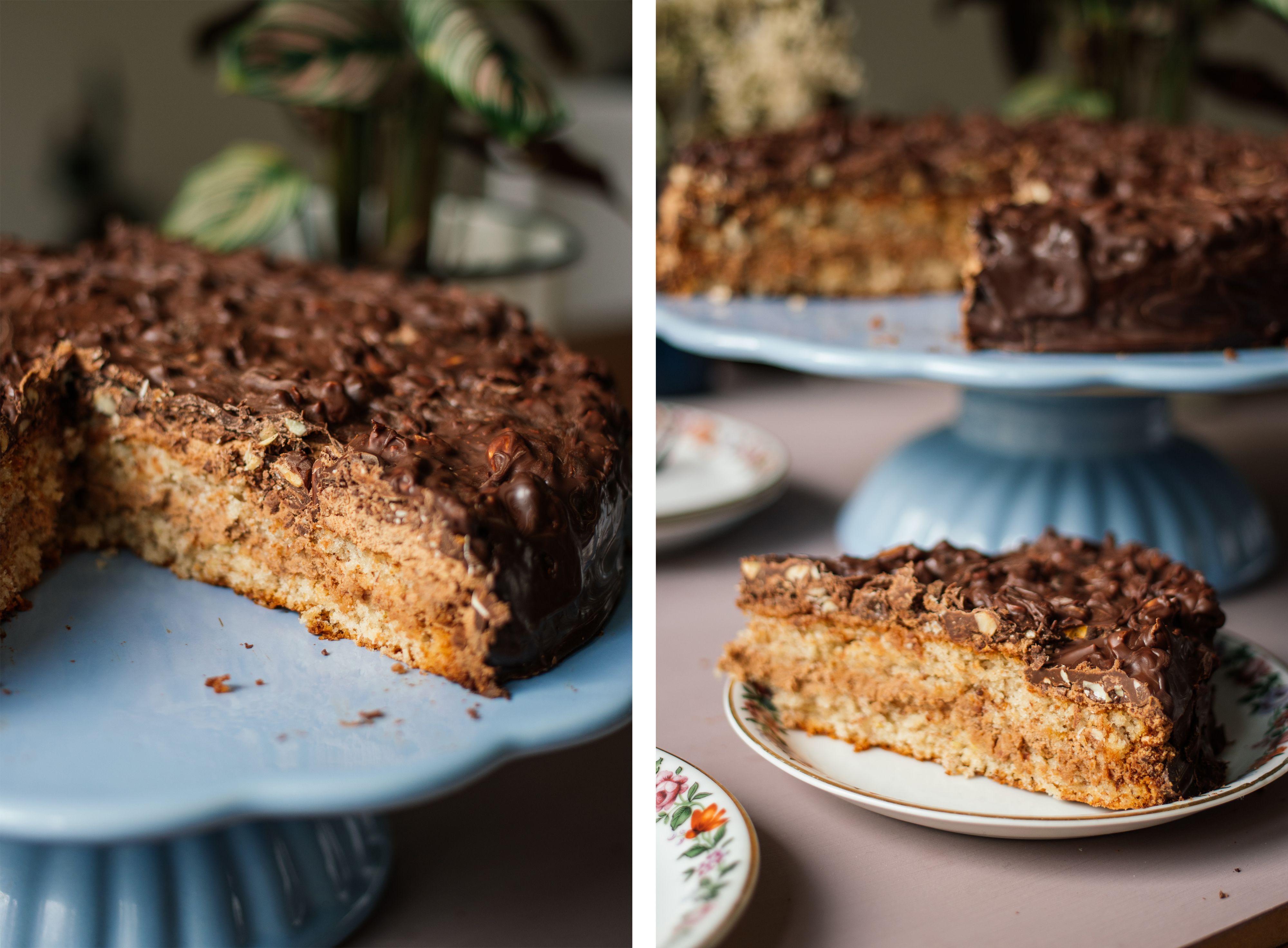 R493 Vegane Mandeltorte mit Nougatcreme und Erdnüssen