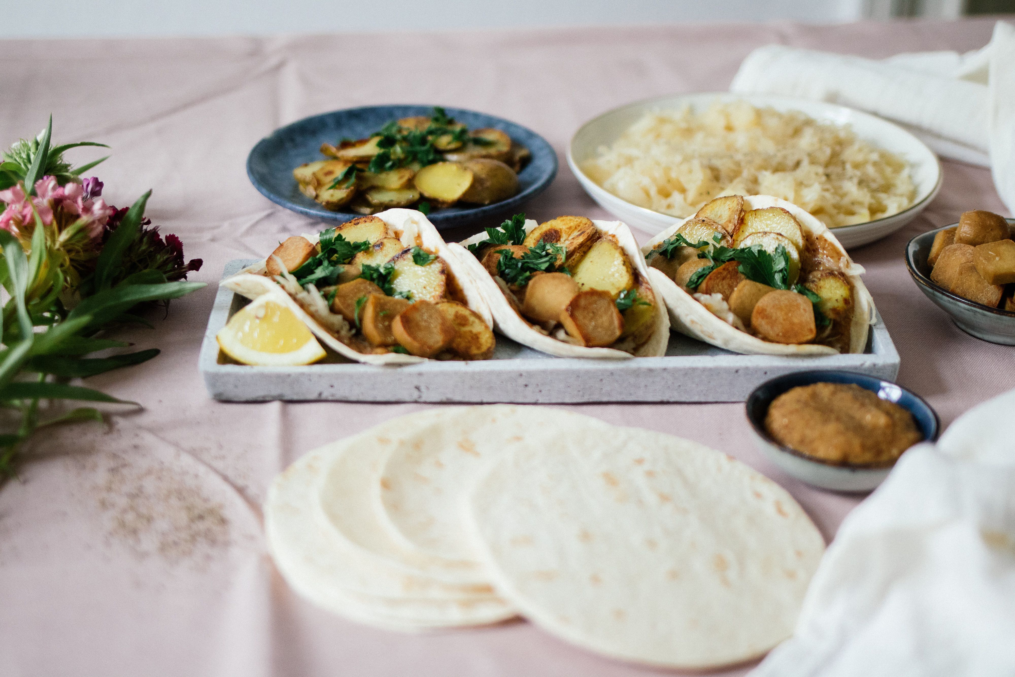 R10 Vegan Sauerkraut Tacos with Sweet Mustard Dressing
