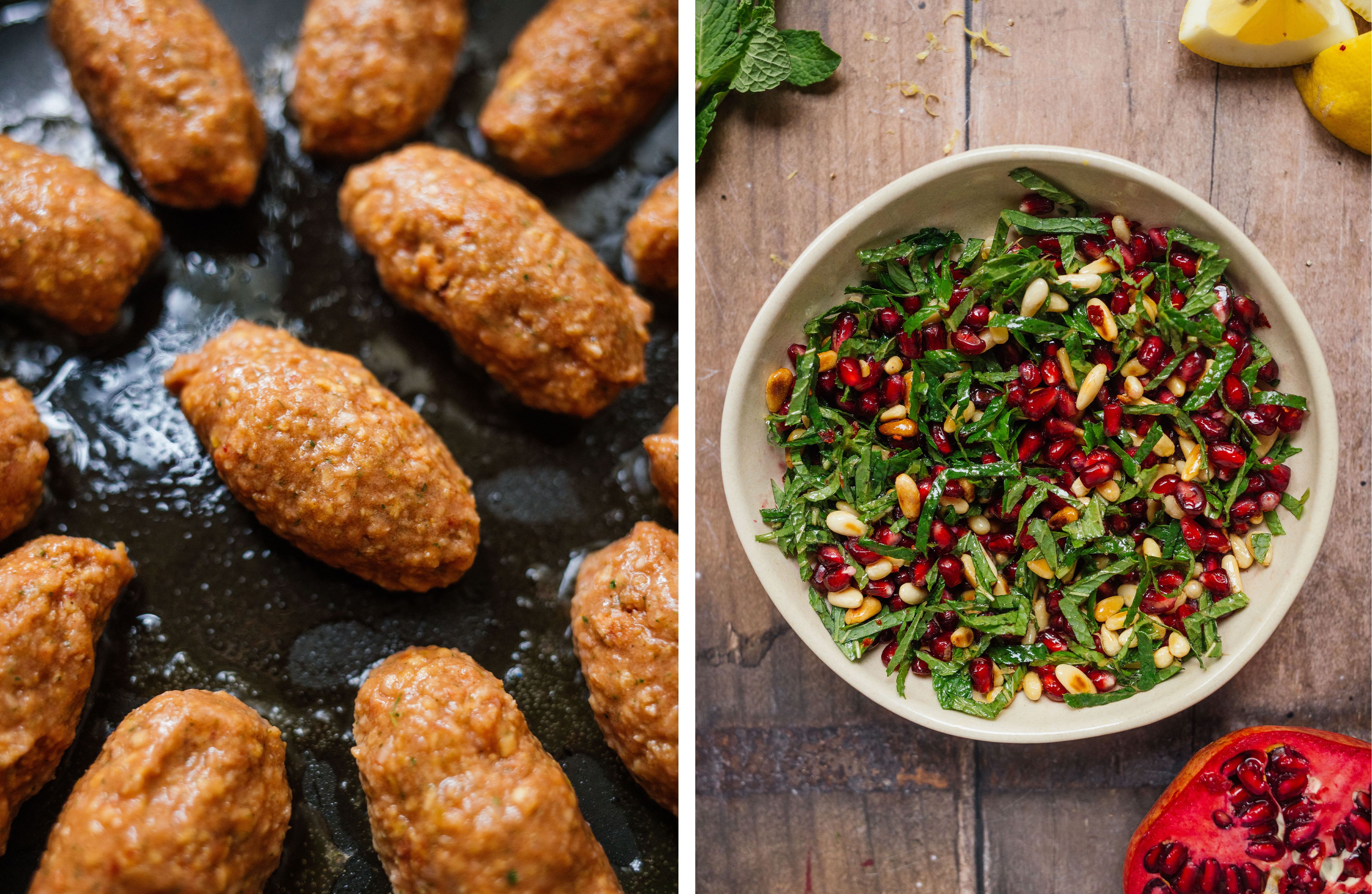 R891 Vegane Köfte auf weißem Bohnen-Püree