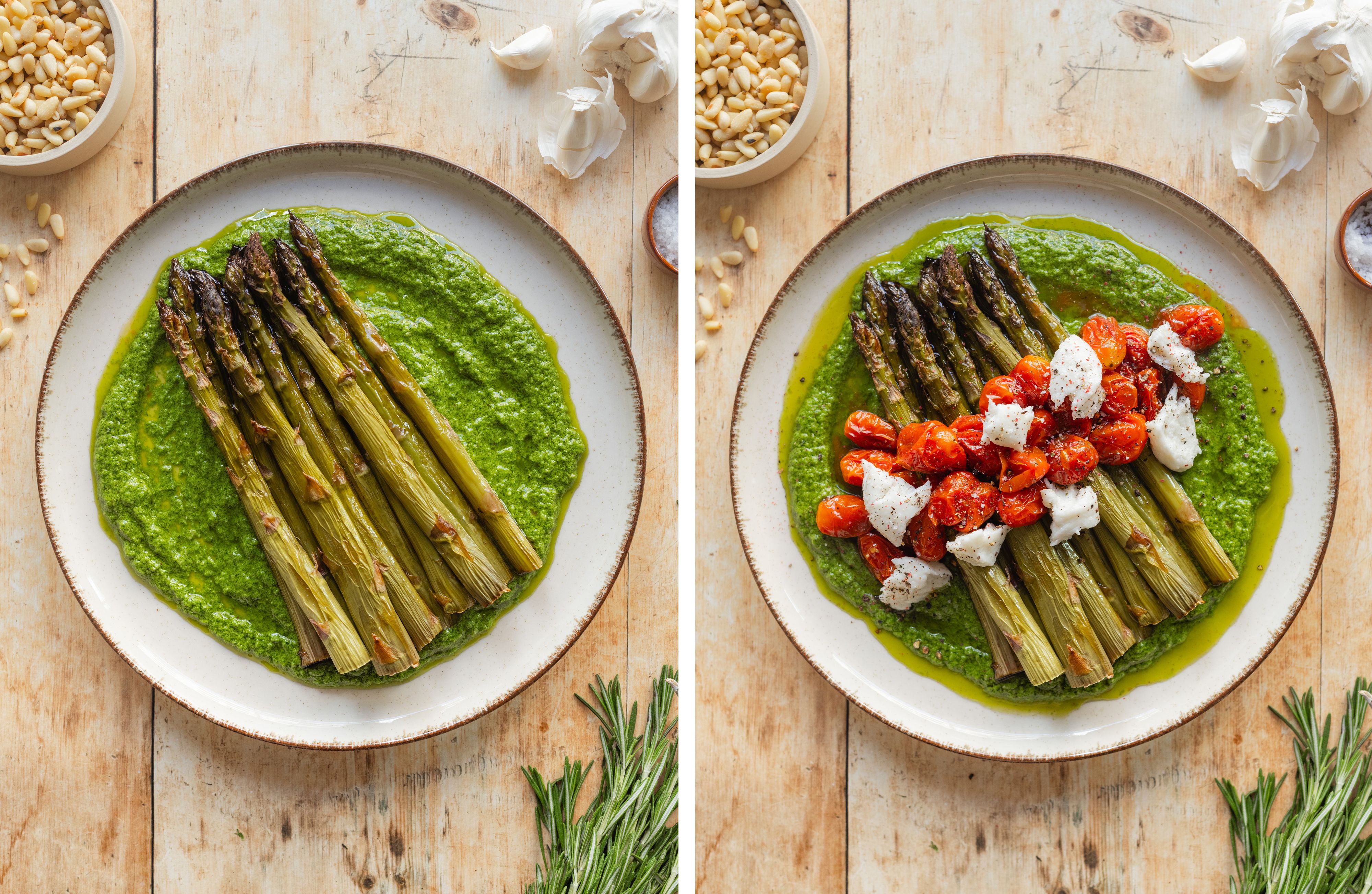 R970 Baked Green Asparagus Caprese-Style
