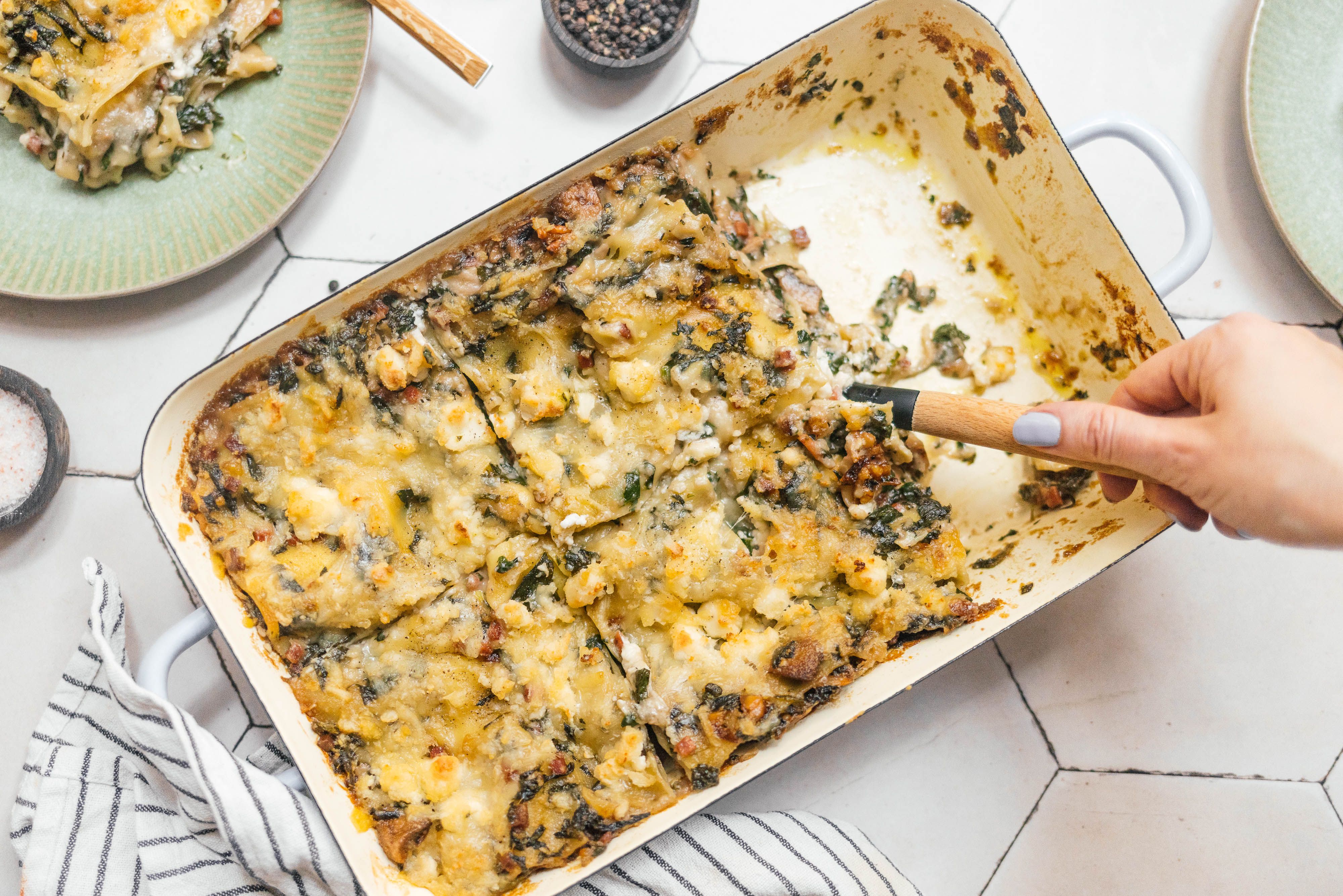 Vegane Spinatlasagne