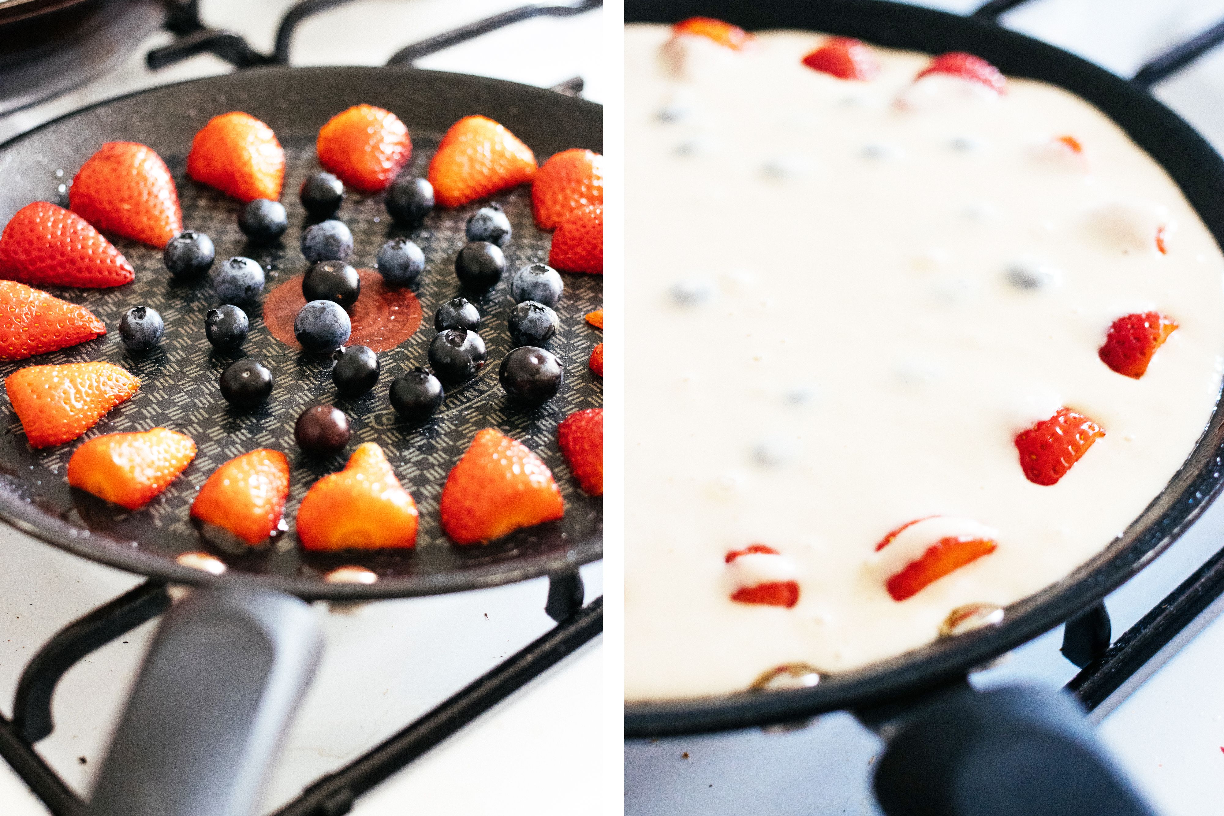 R399 Veganer Pfannen-Pancake mit eingelassenen Beeren