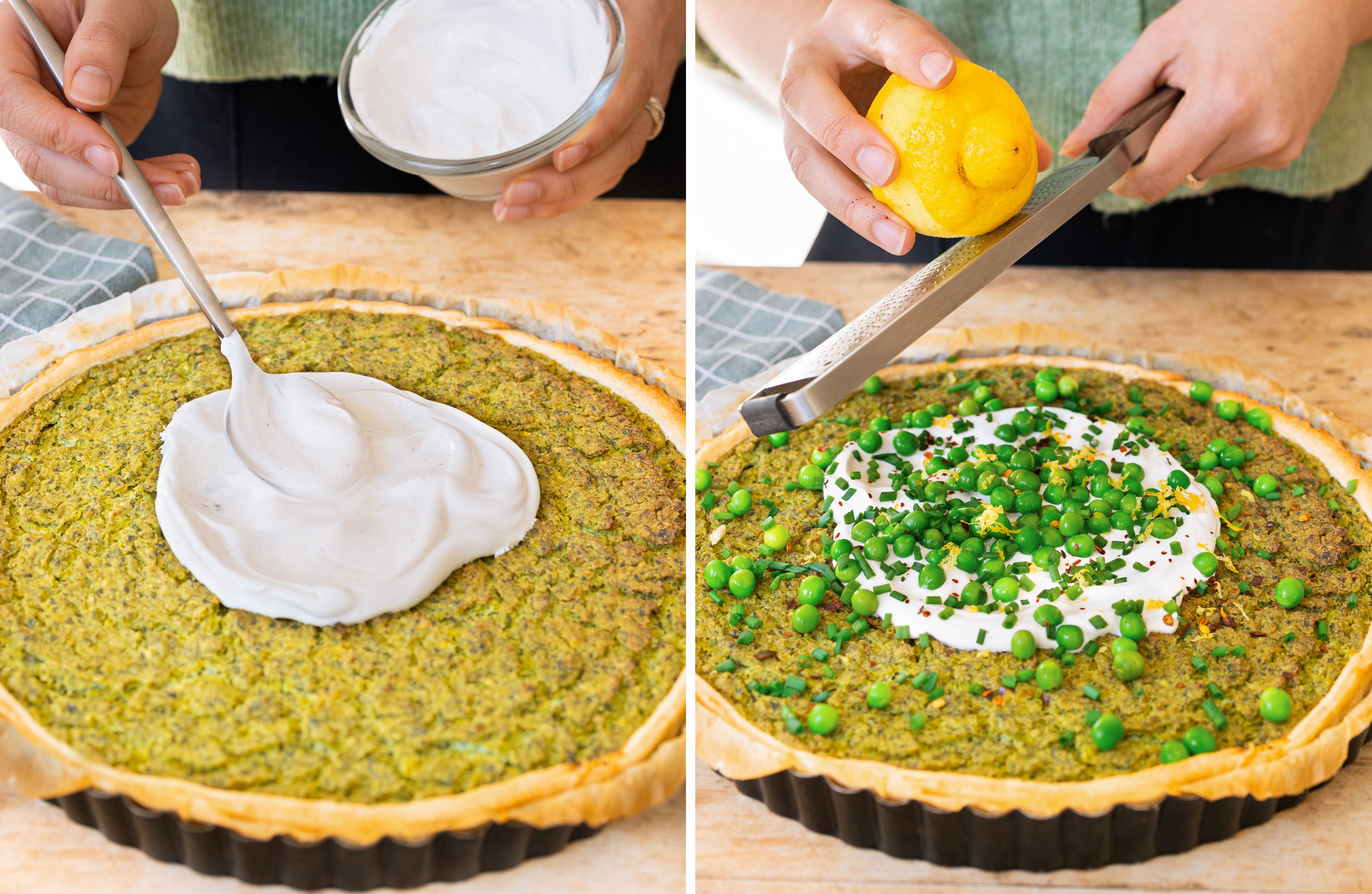 R1048 Vegane Quiche mit Erbsen, Spinat und Kräutern