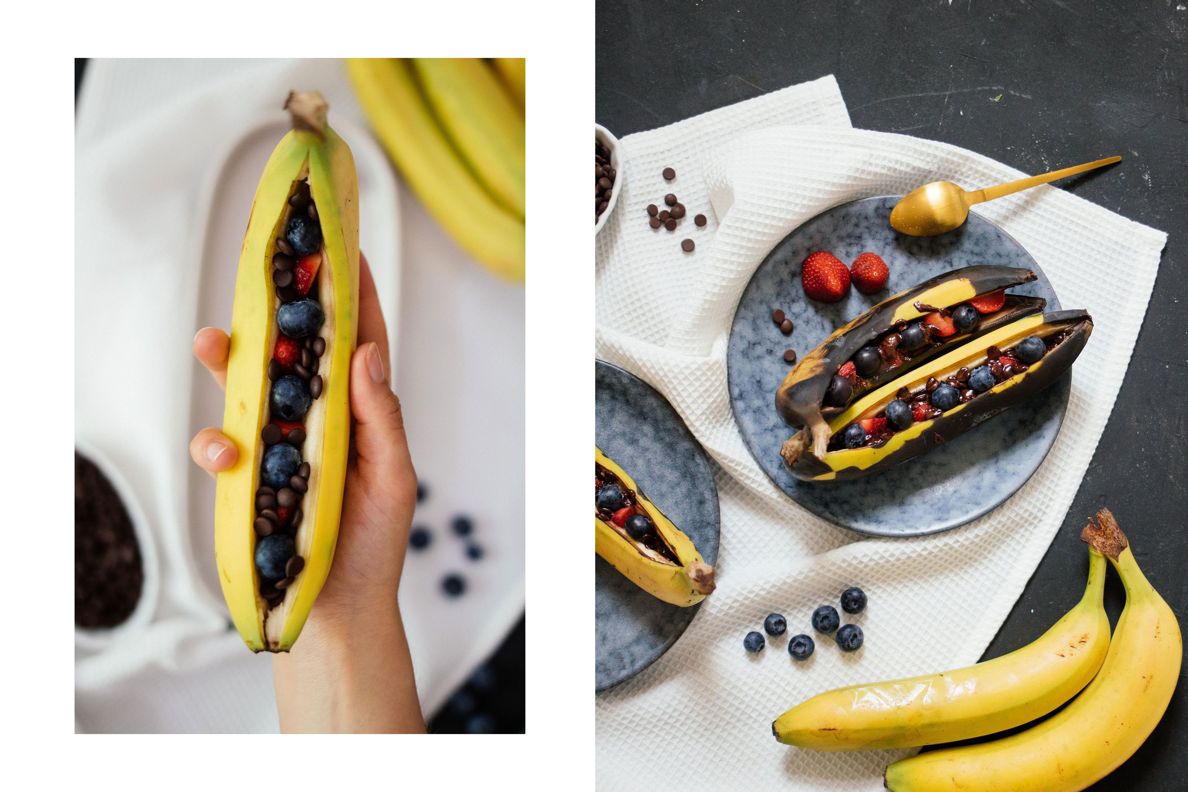 R47 Grilled banana with chocolate & marshmallows