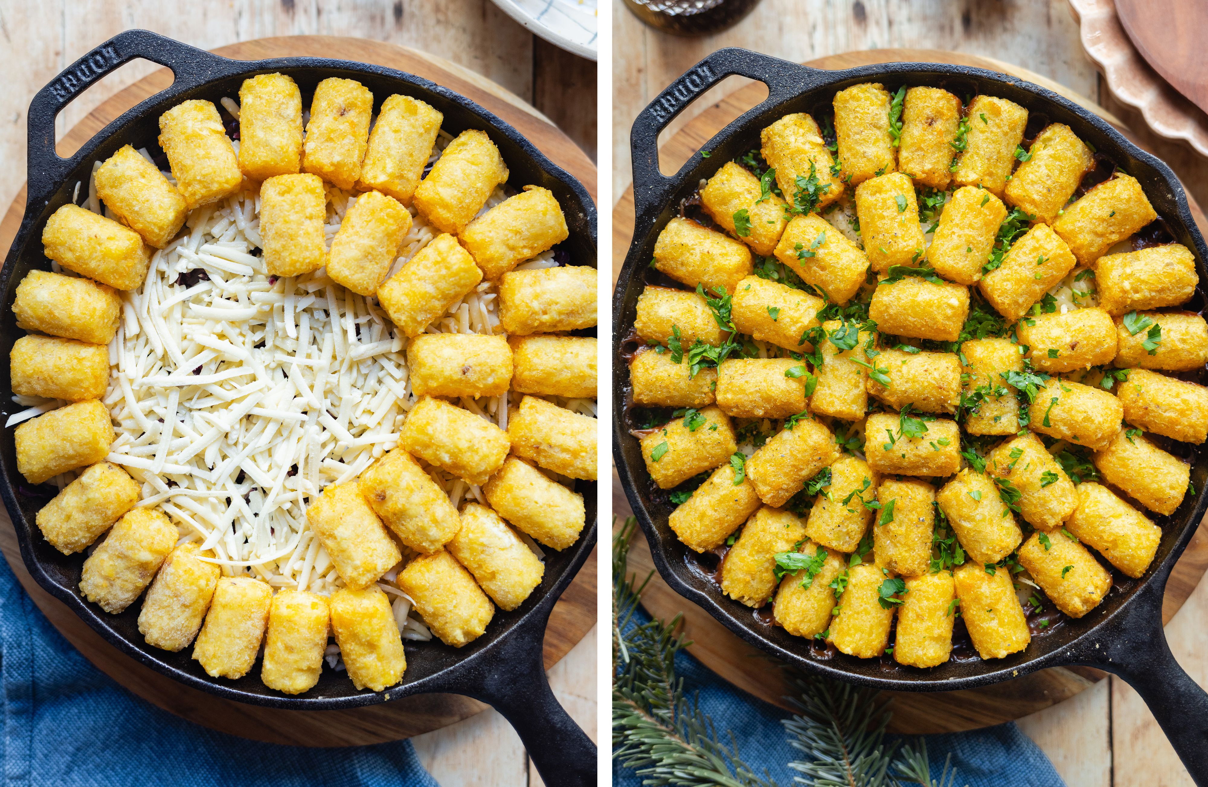 R938 Christmas Croquette Casserole with Red Cabbage and Mushroom Sauce