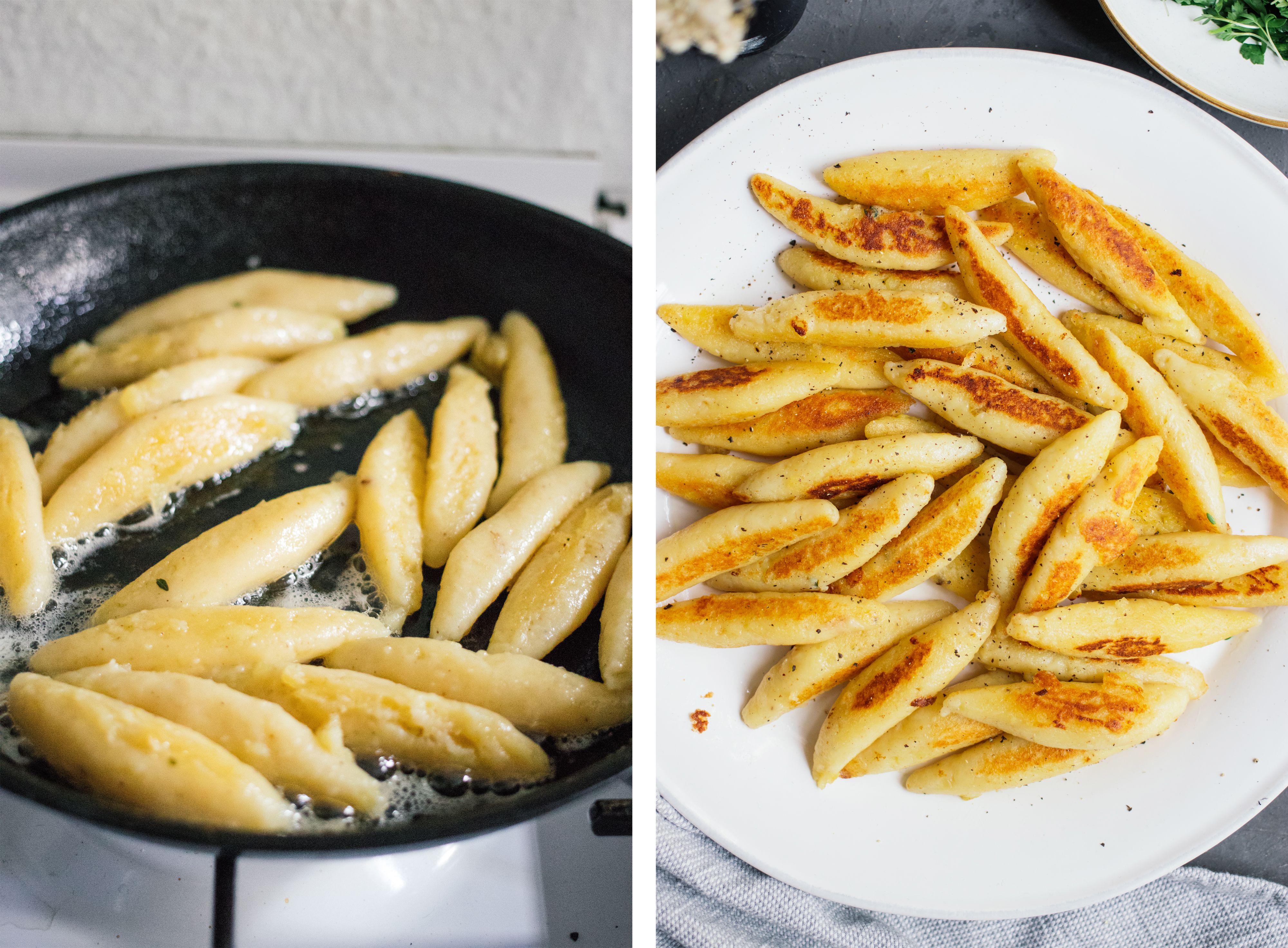 R446 Vegan Potato Dumplings (Schupfnudeln) with Mushrooms Sauce 