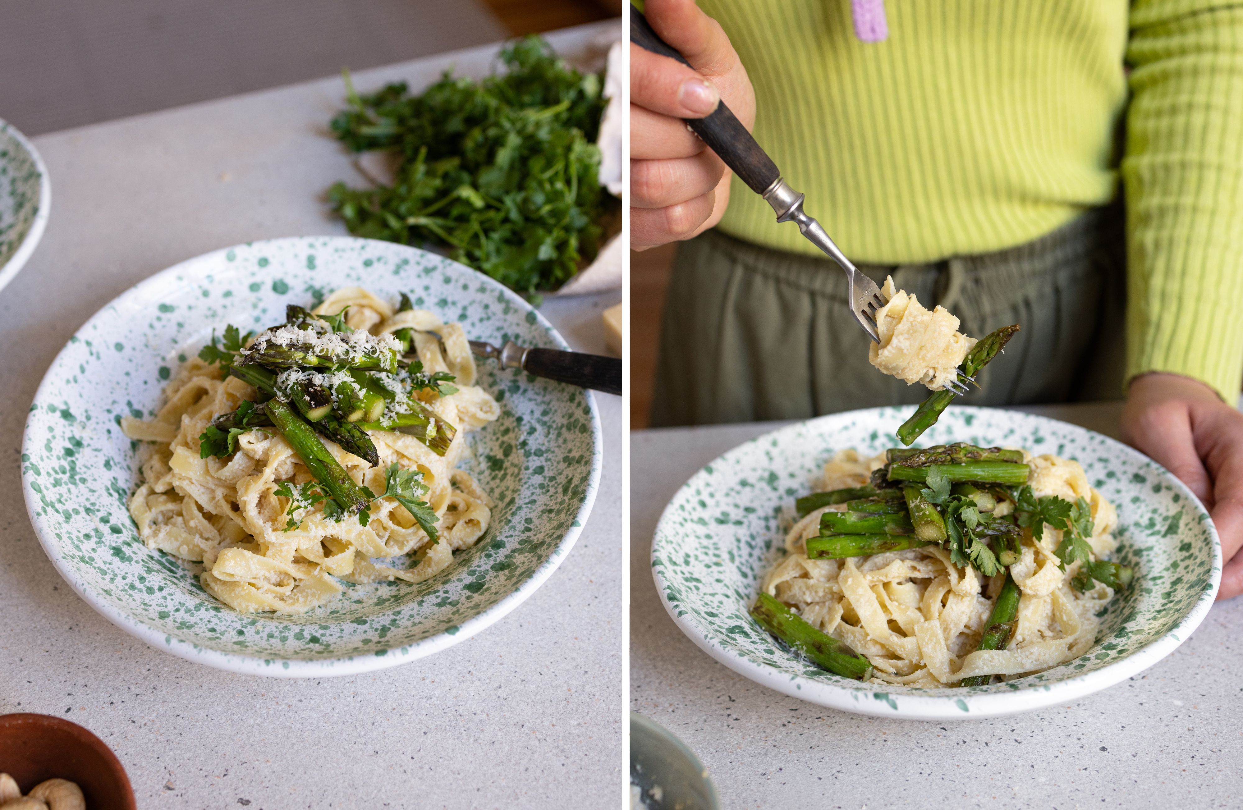 R379 - Quick Pasta with Vegan Ricotta and Asparagus