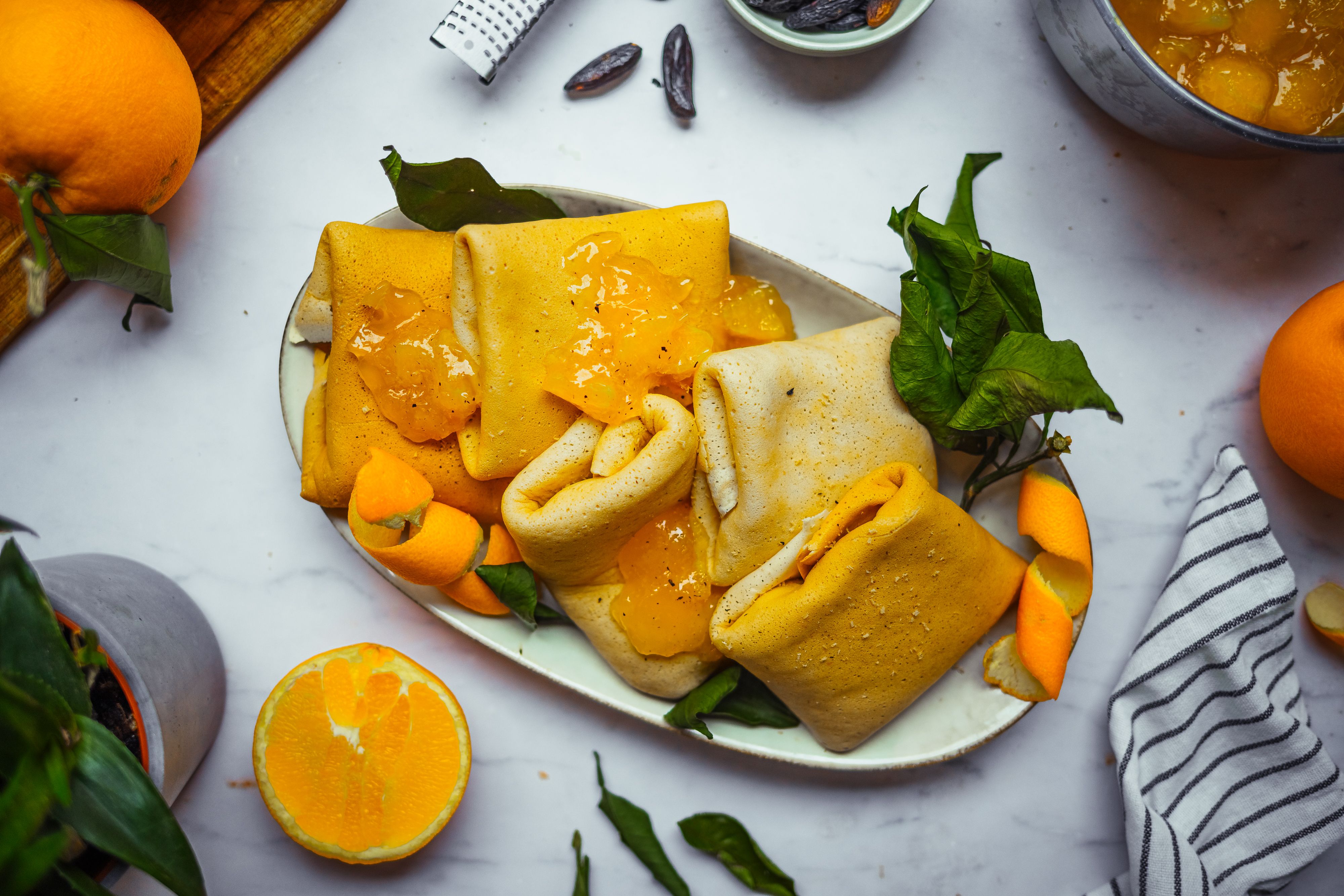 Vegan Tofu-Stuffed Crêpes with Orange Jam