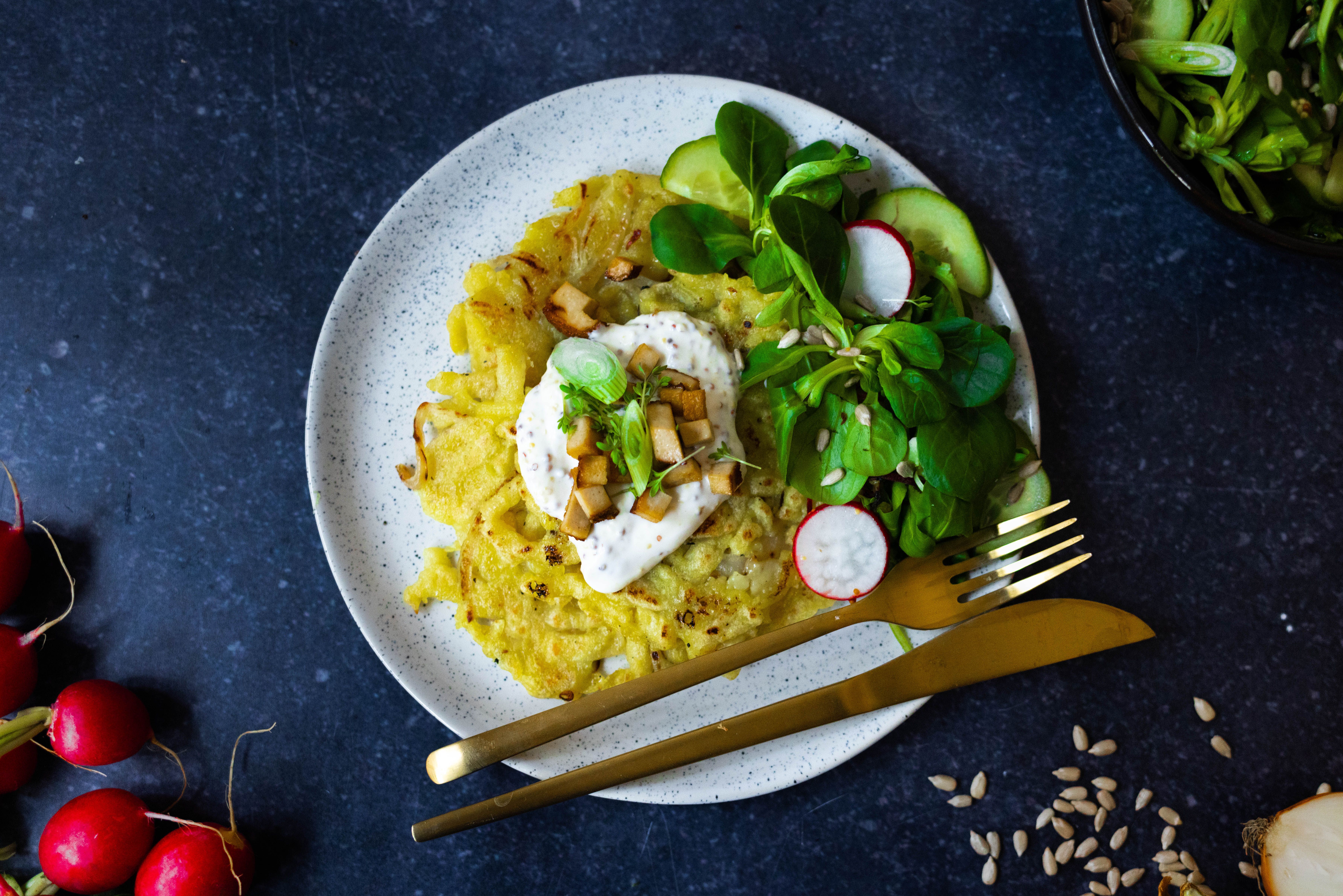 Vegane Käsespätzle-Rösti 