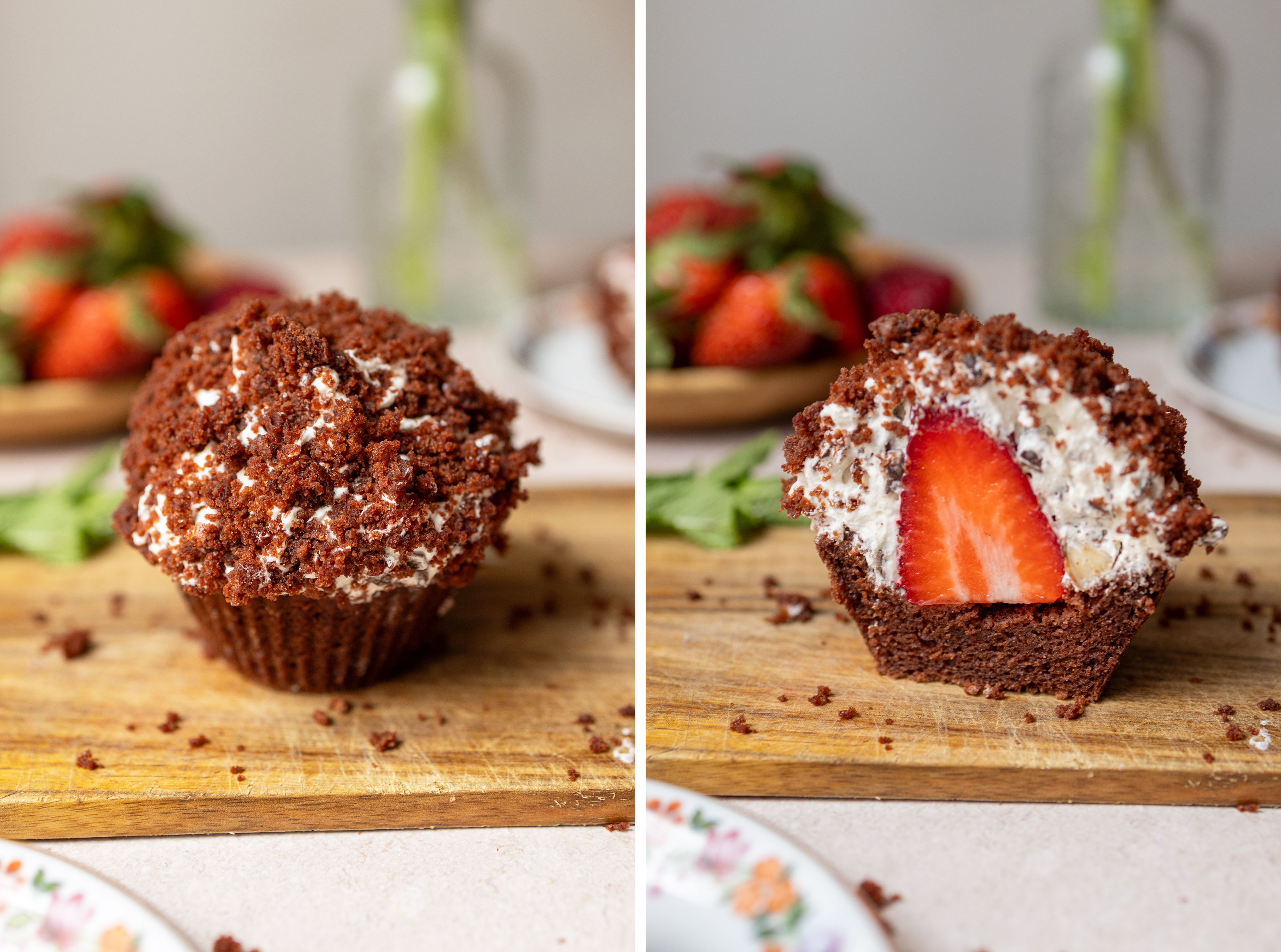 R968 Vegan Gluten-Free Strawberry and Cream Chocolate Muffins