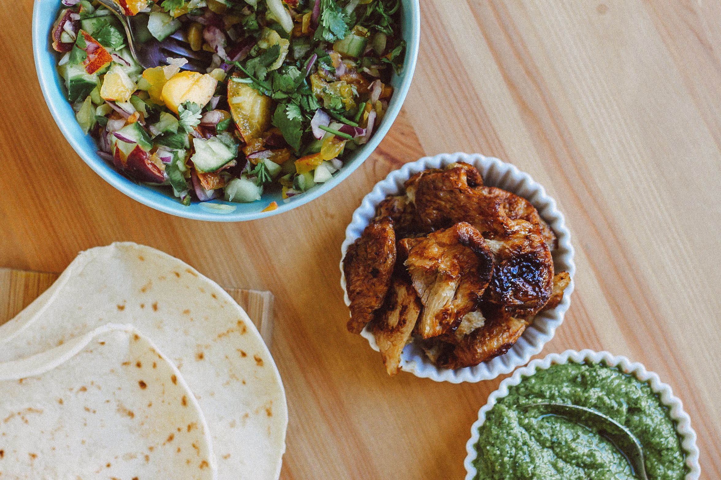 R38 Summer taco with peach salsa