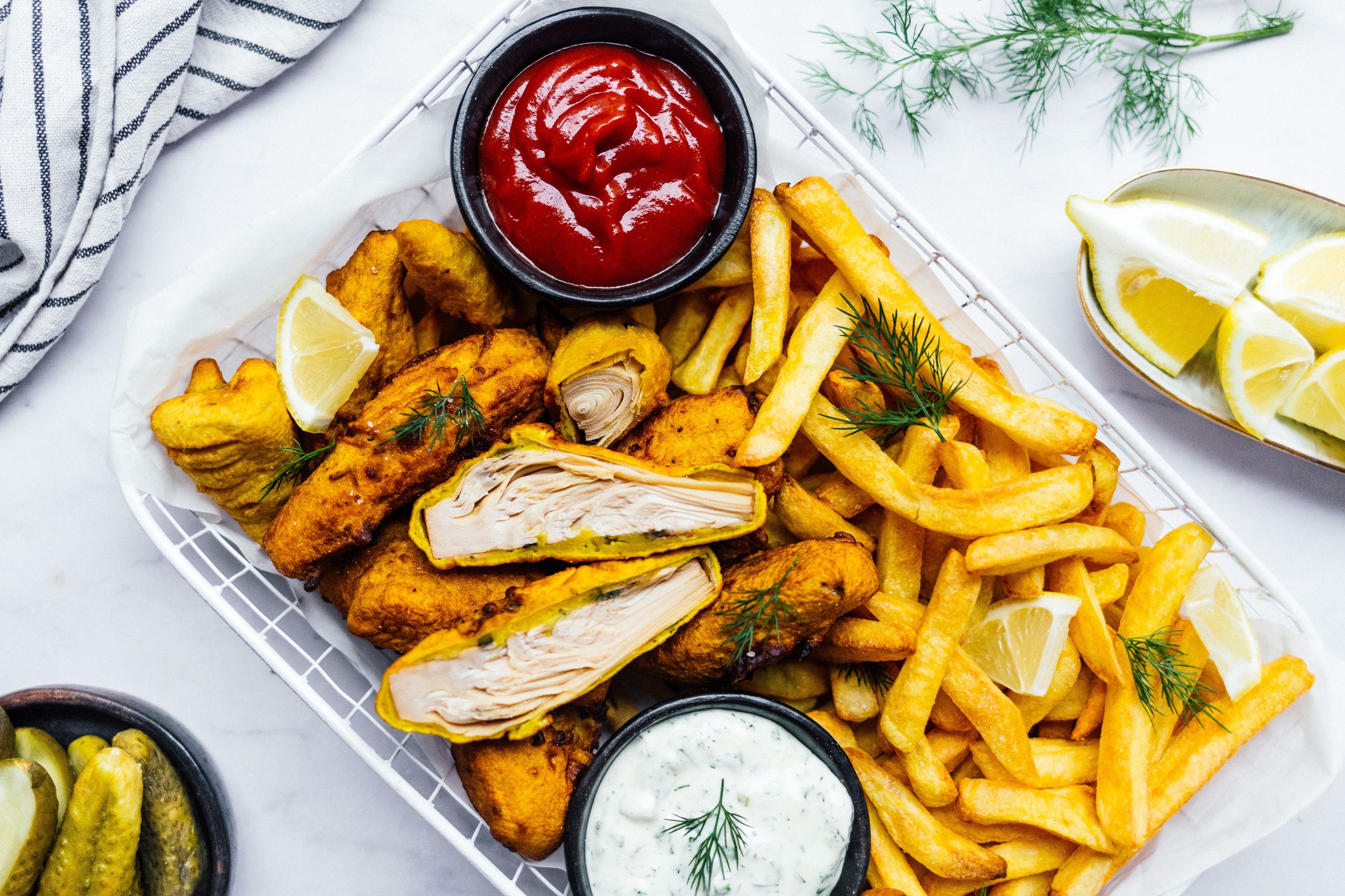 Vegane Fish and Chips (aus Bananenblüten)