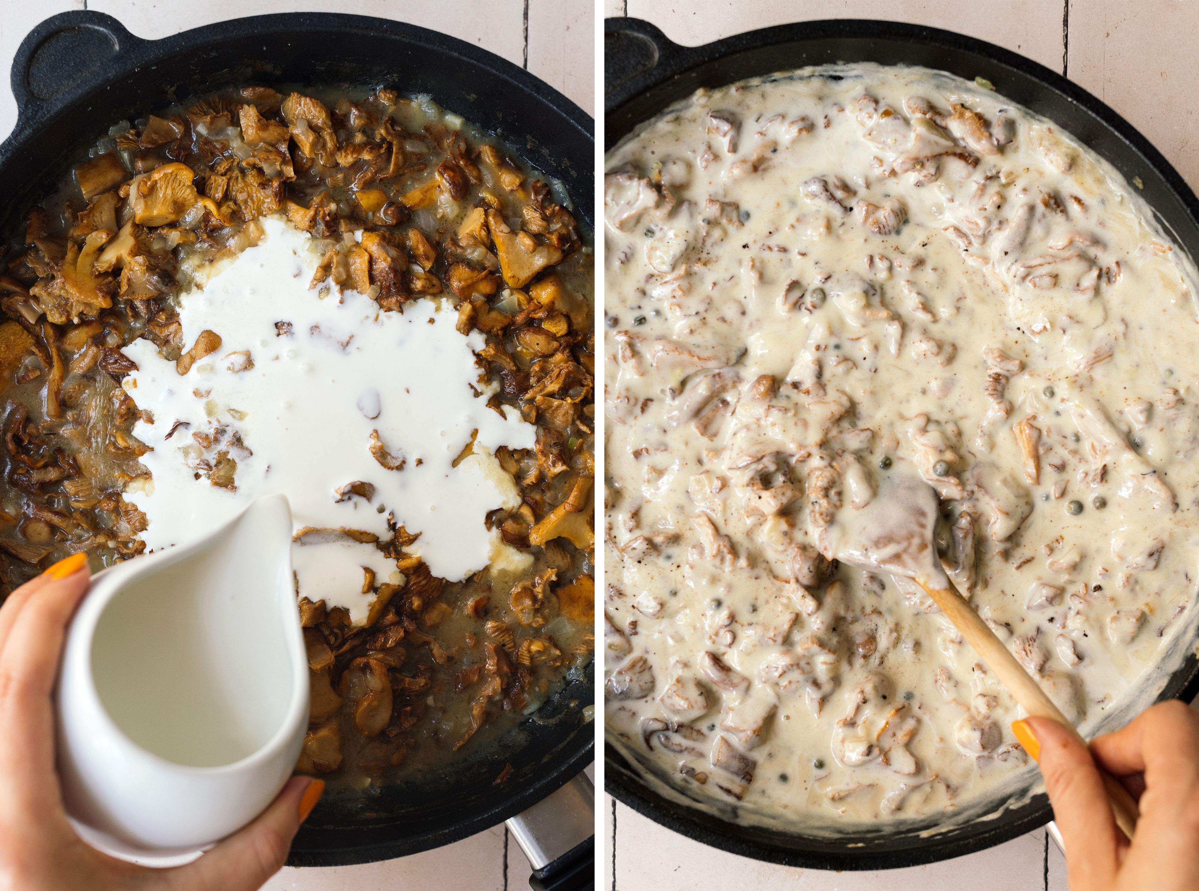 R842 Plant-Based Chicken in a Peppery Chanterelles Cream Sauce