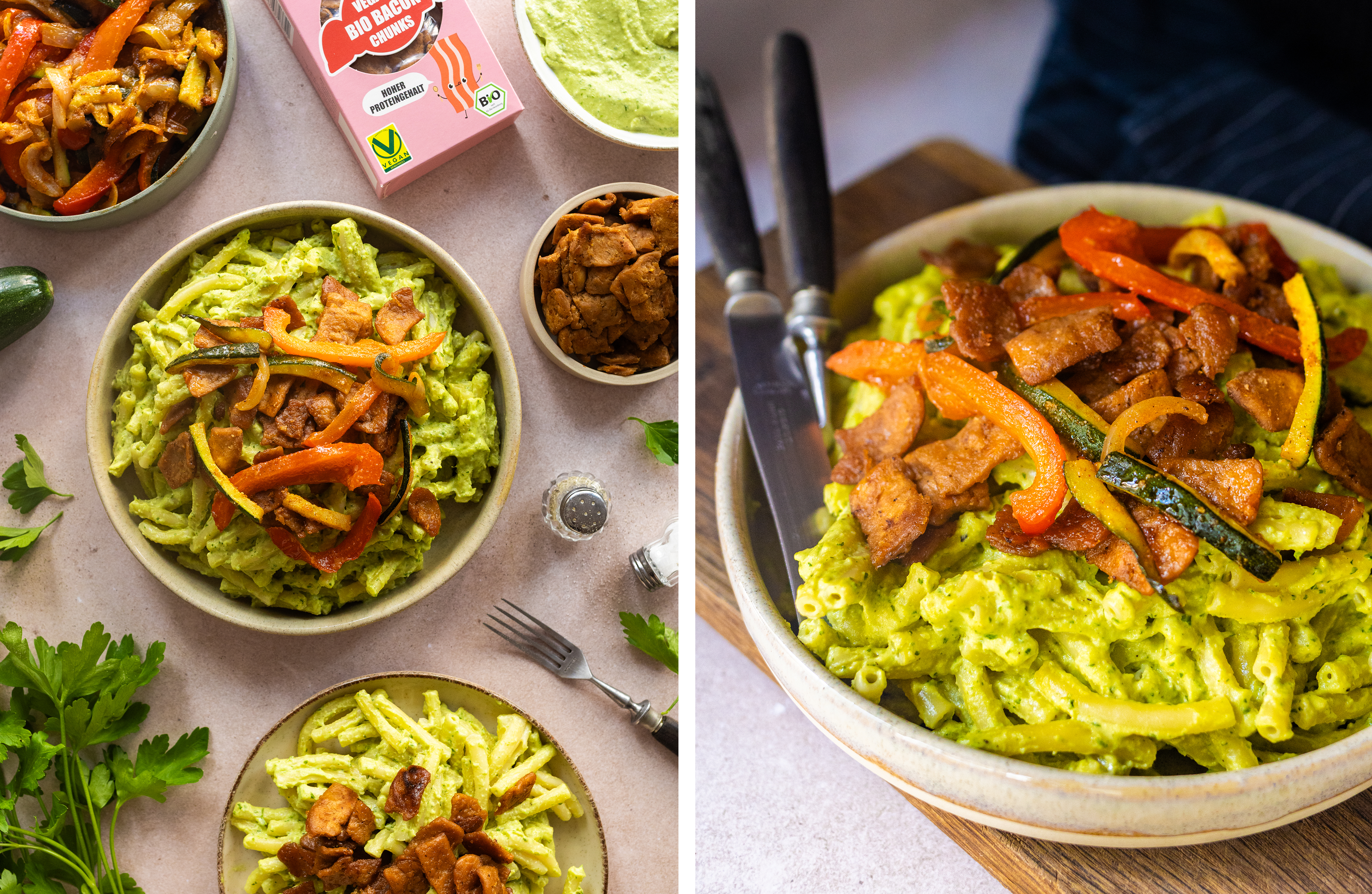 R969 – Bunte Burger – Vegan Summery Mac ‘n’ Cheese with Bacon