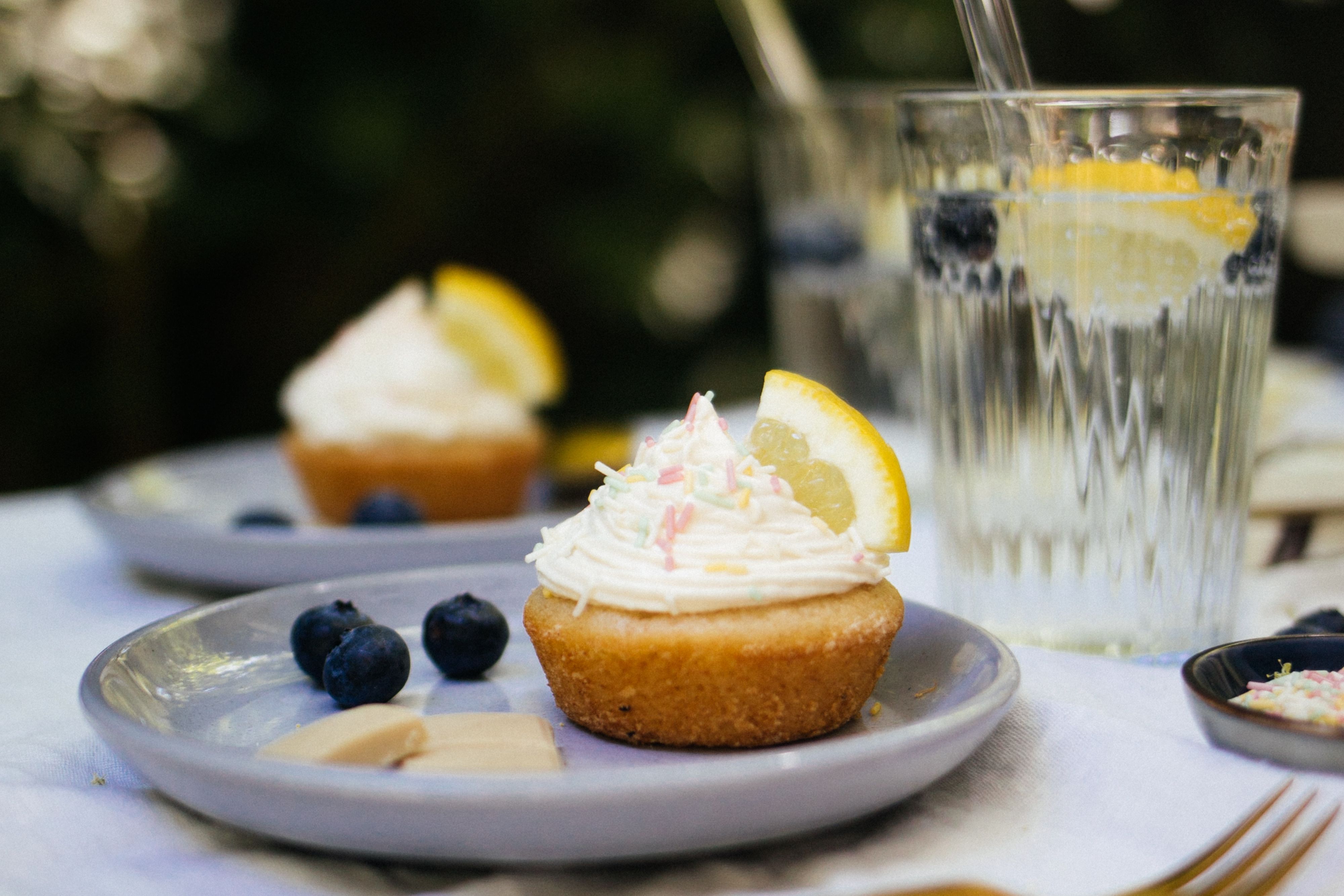 Vegan Lemon Cupcakes with White Chocolate Frosting