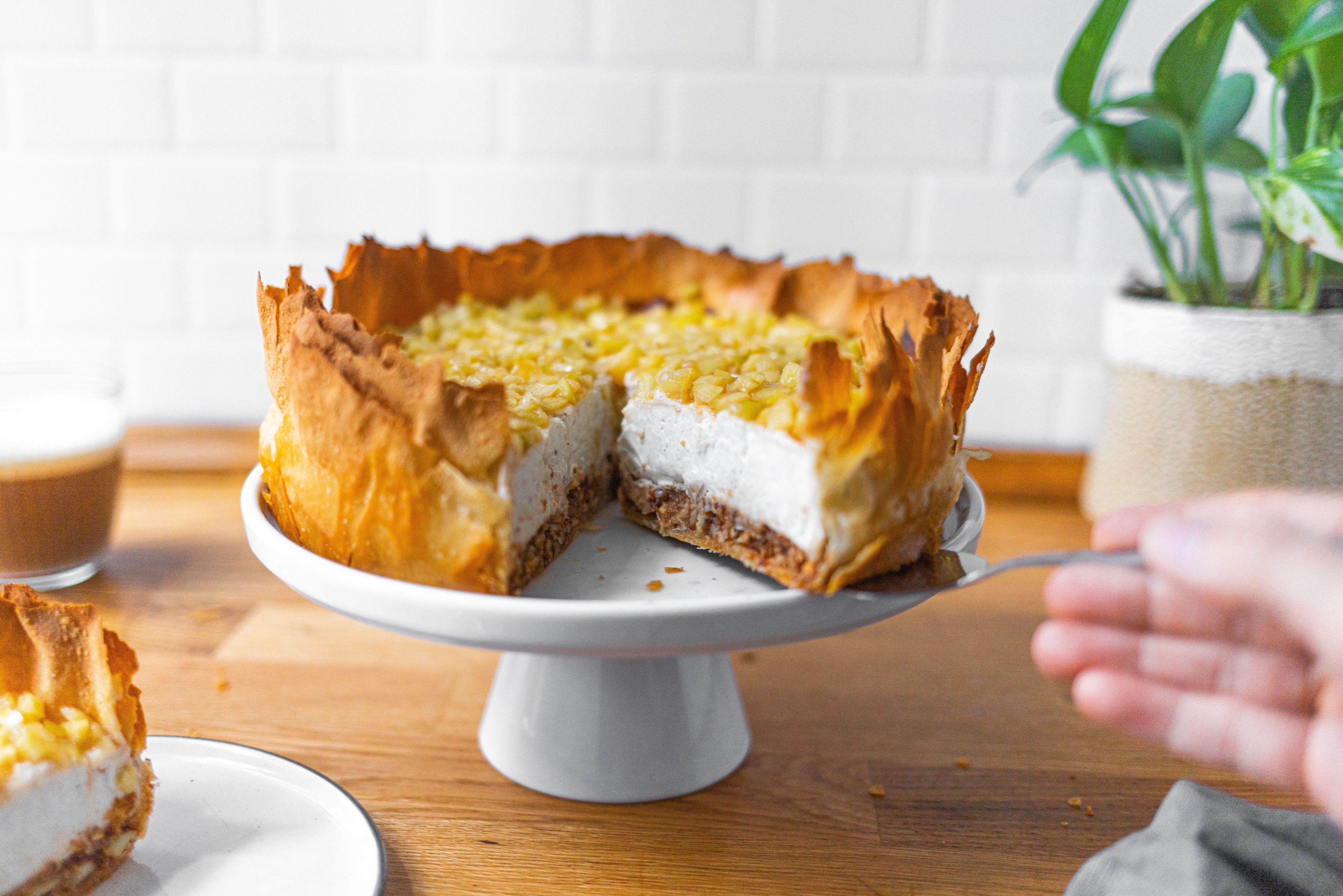 Veganer Filo-Apfel-Cheesecake