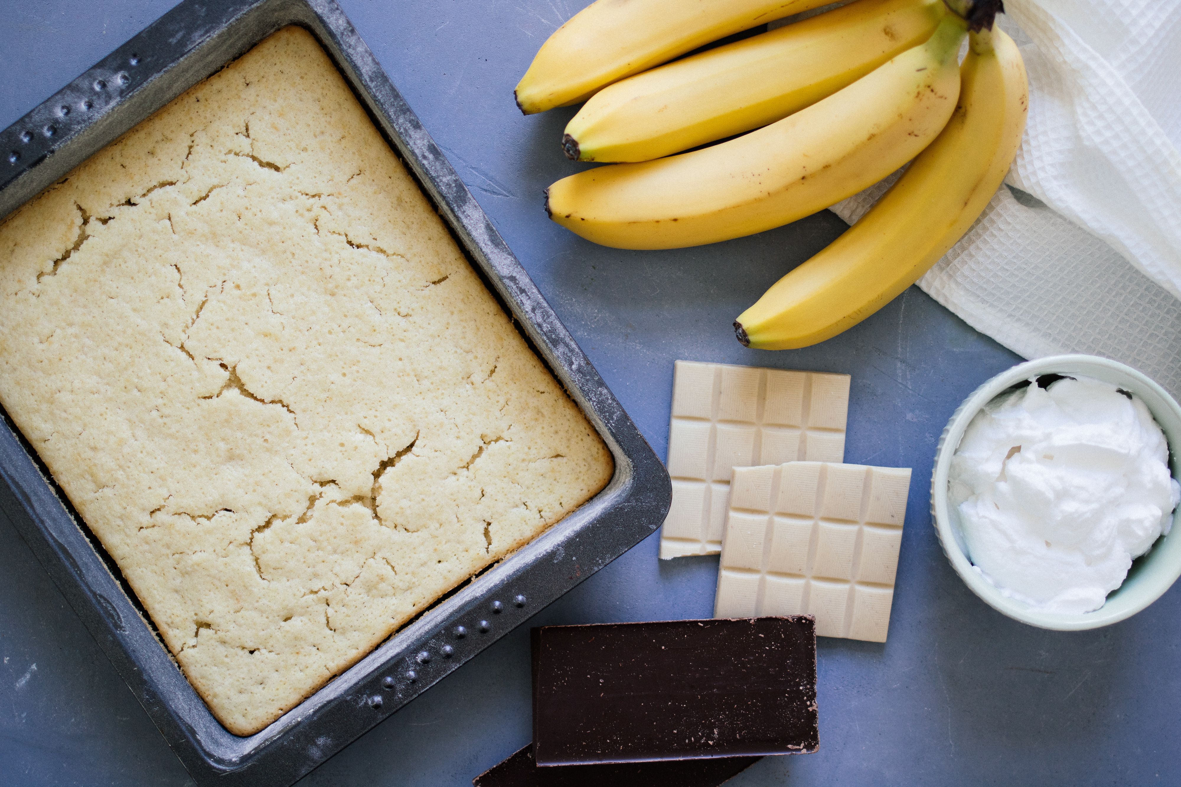 R306 Vegan chocolate covered banana with whipped cream & sponge cake