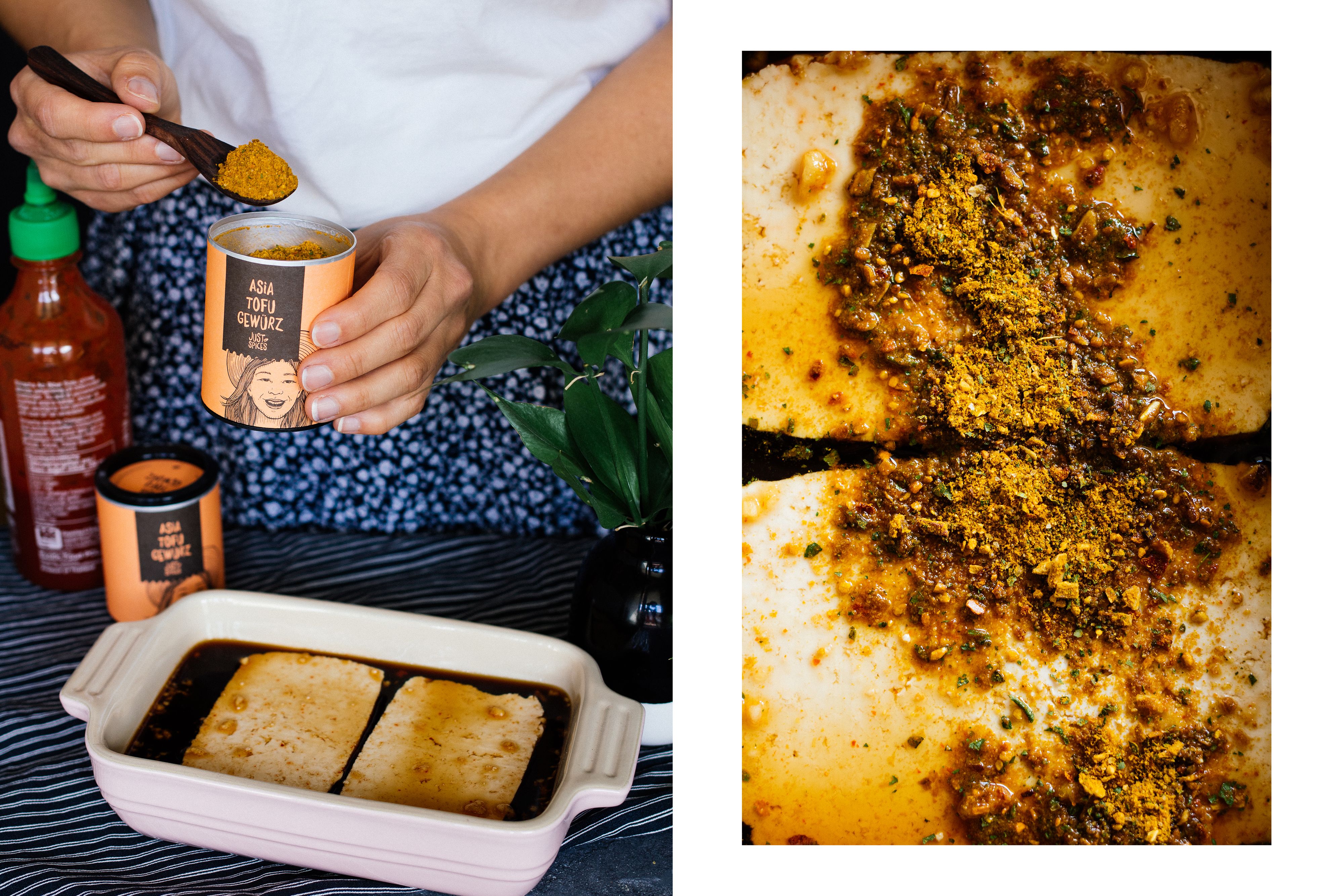 R539 Vegane Burger mit Erdnusssauce & mariniertem Tofu