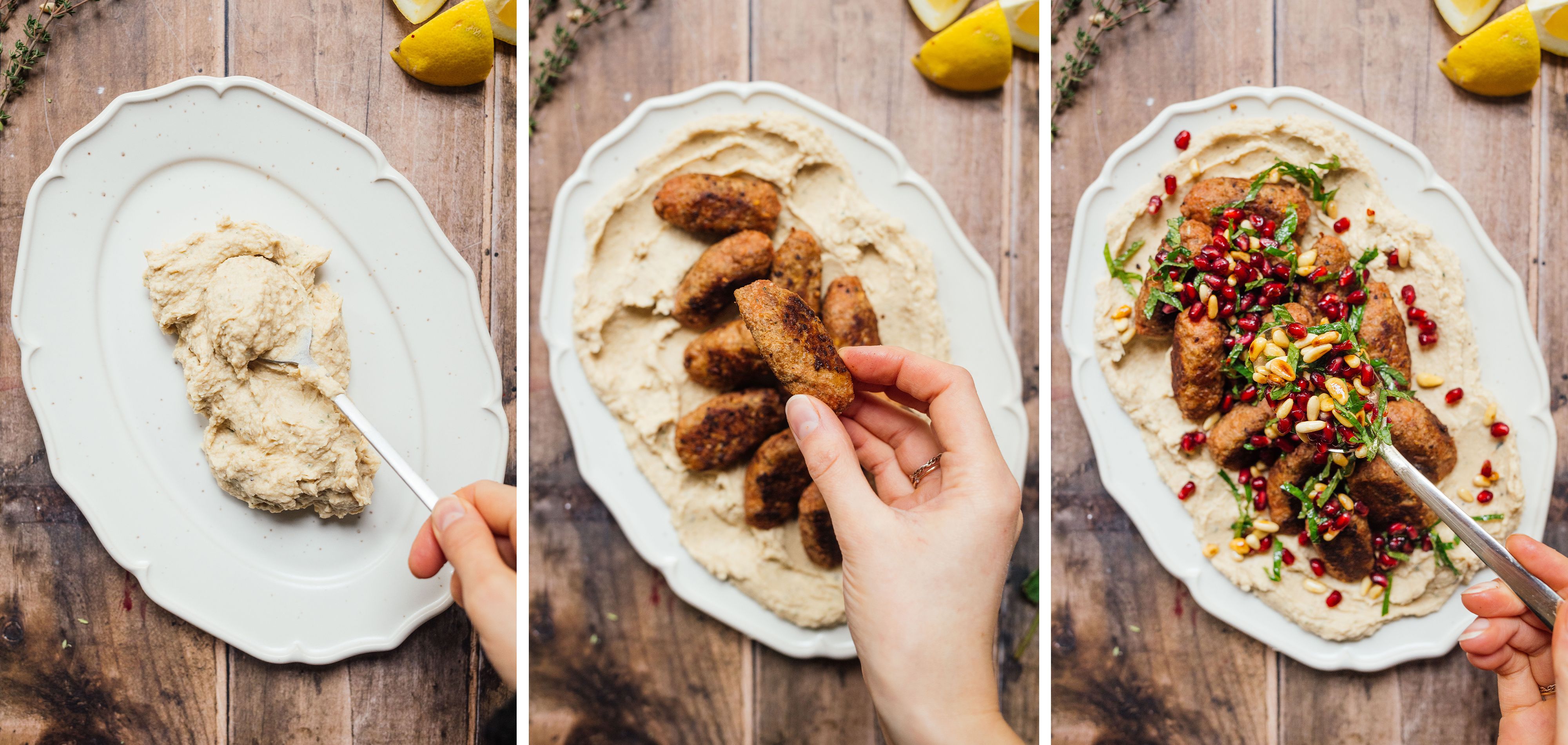 R891 Vegane Köfte auf weißem Bohnen-Püree