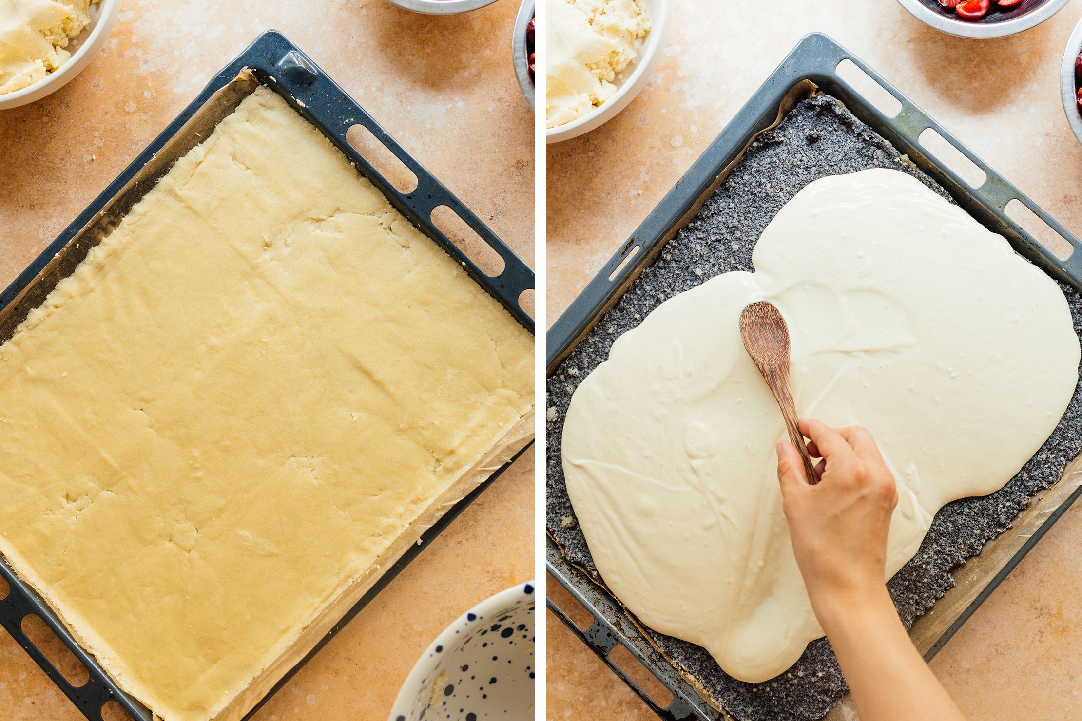 R909 Veganer Kirsch-Mohn-Kuchen mit Streuseln (vom Blech)