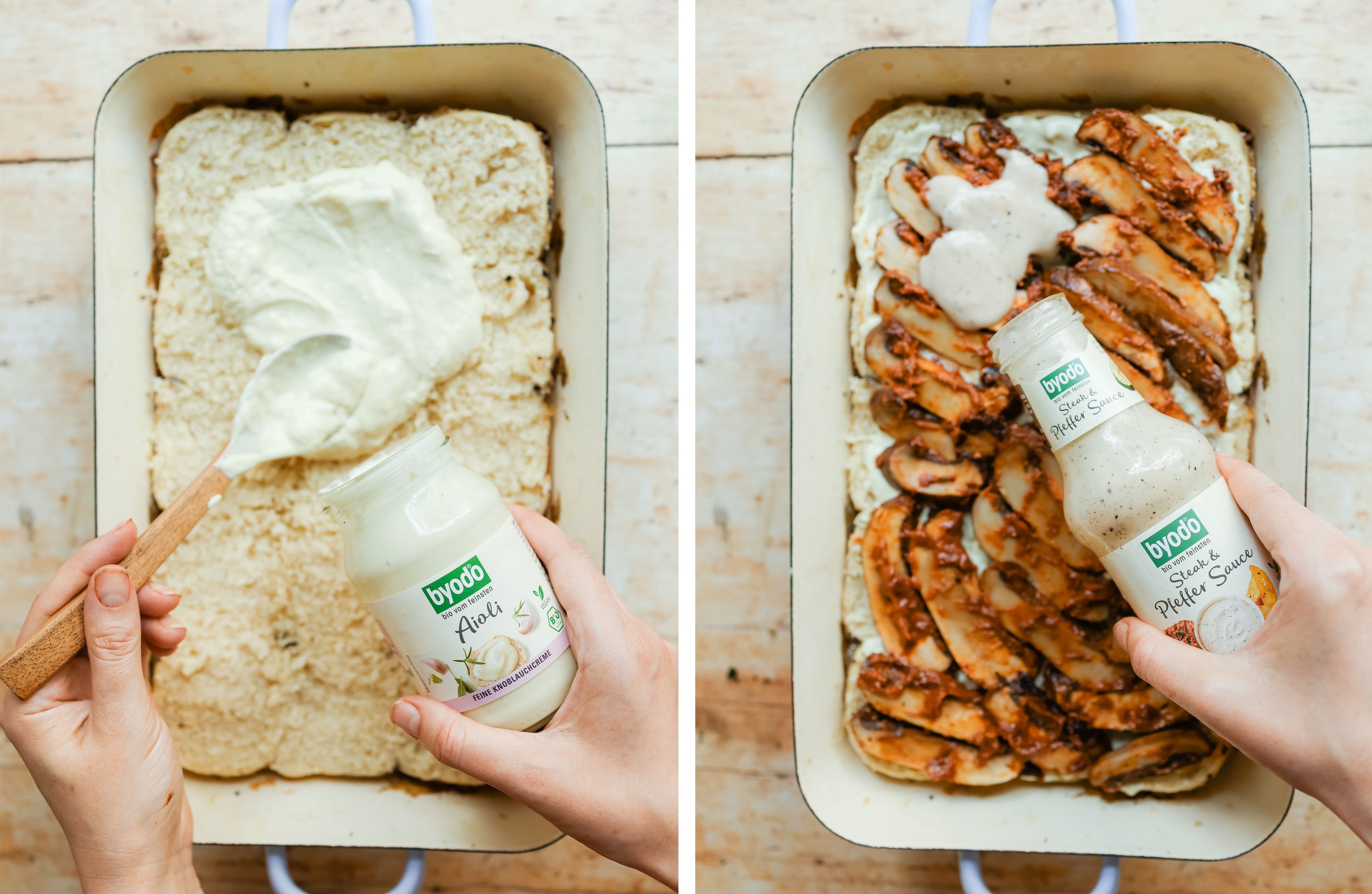 R949 Vegane Mini-Portobello-Burger mit selbstgemachten Brötchen