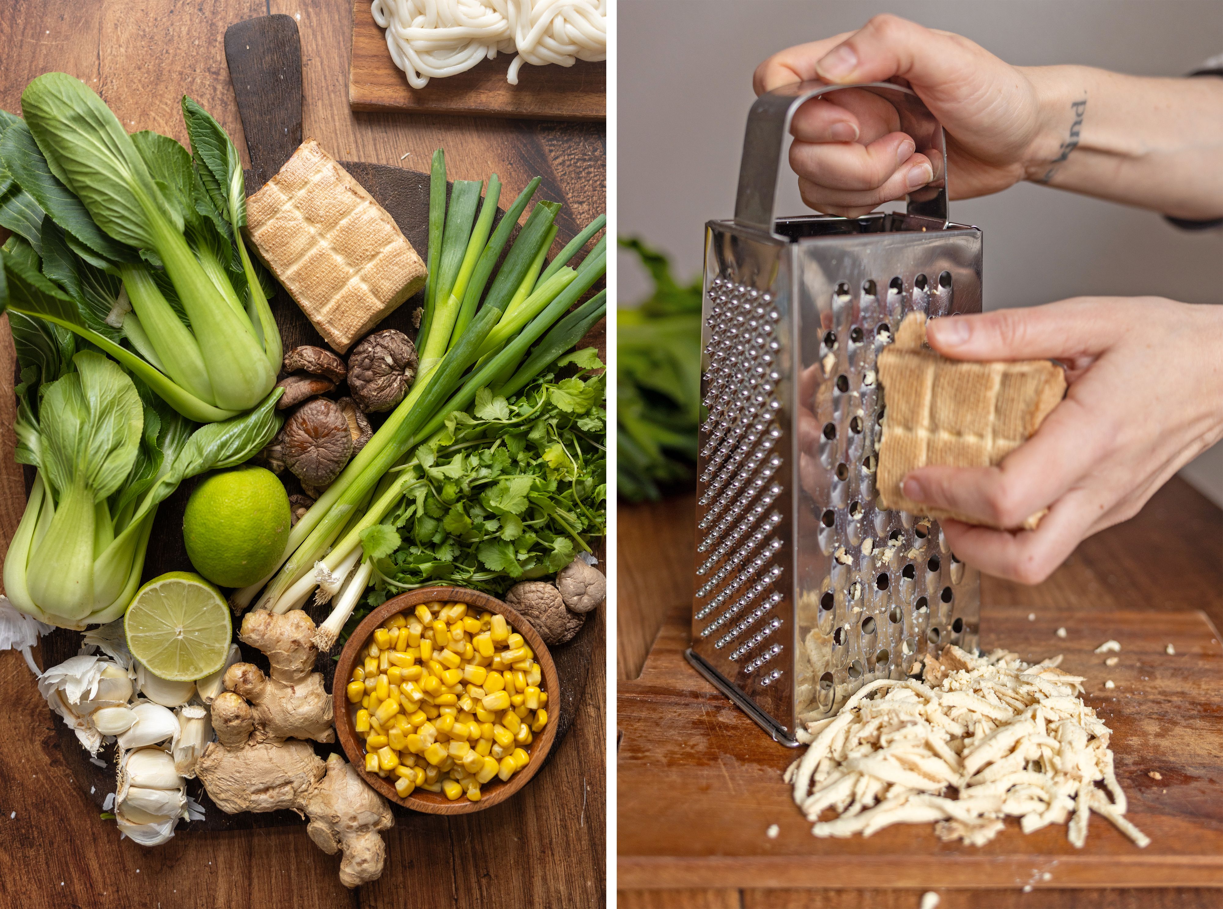 R1022 Curry mit Udonnudeln, Tofu und gebratenem Mais