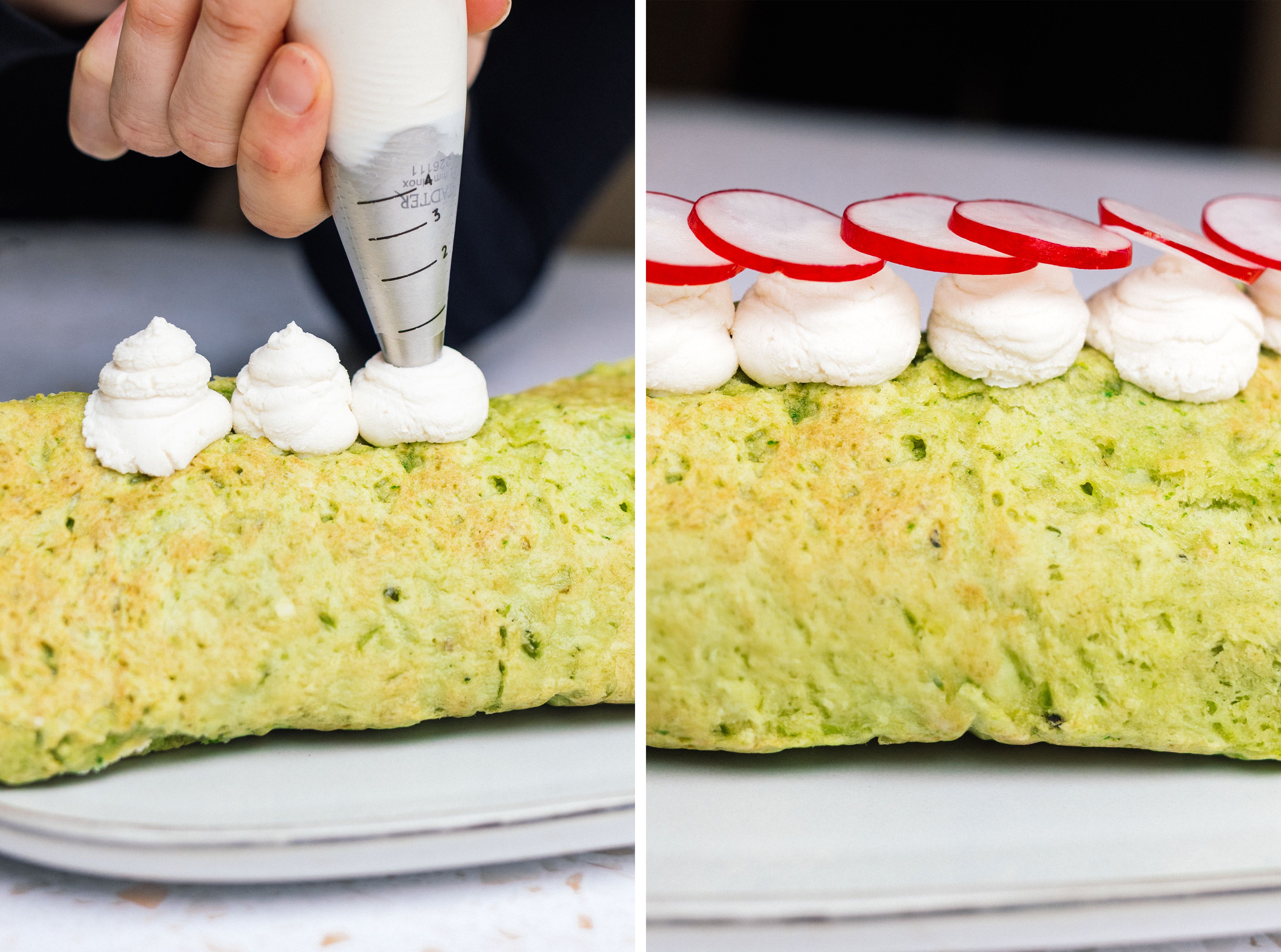 R964 Herzhafte Lauch-Frischkäse-Biskuitrolle