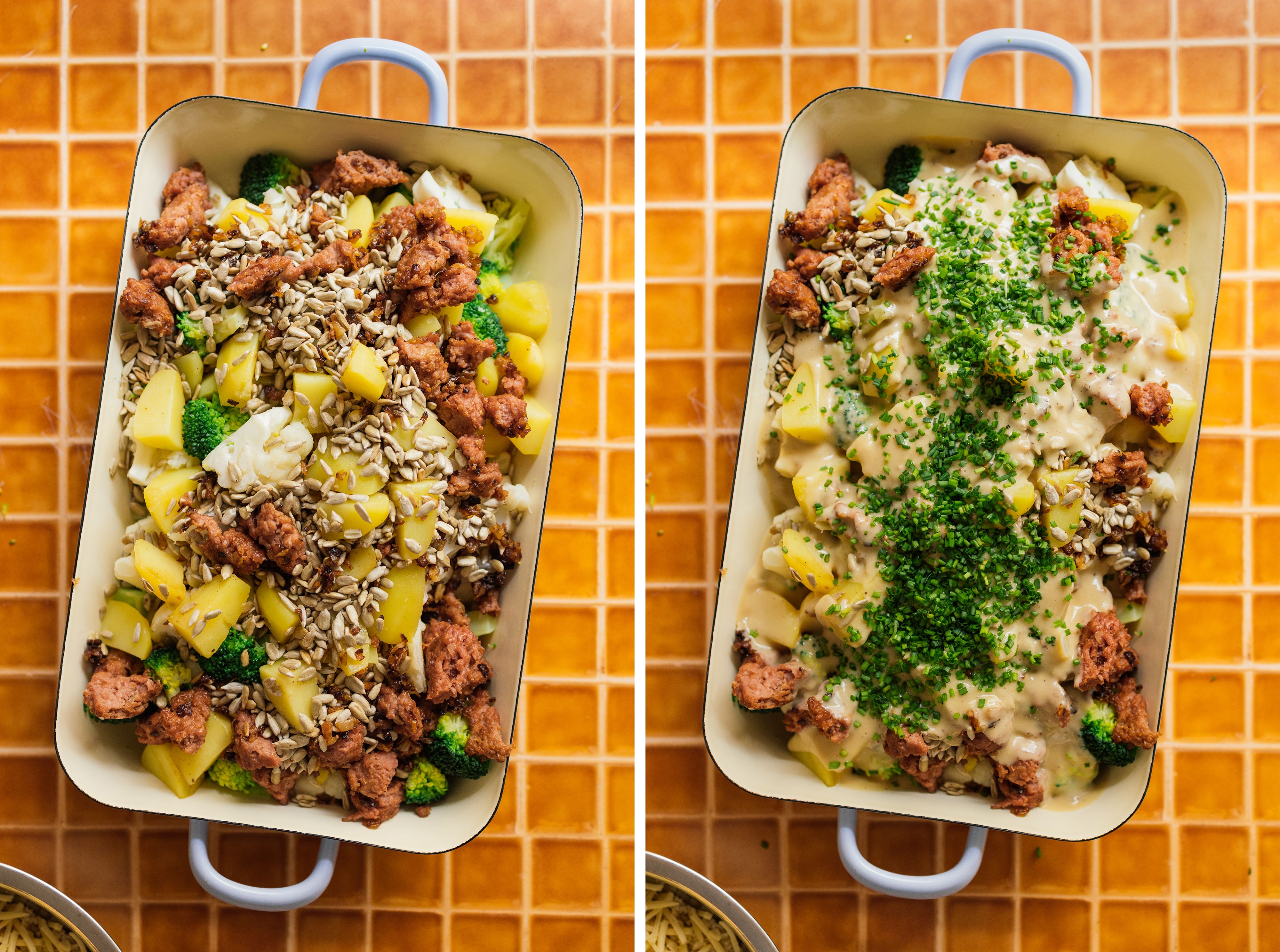 R942 Cauliflower-Broccoli Casserole with Vegan Mince