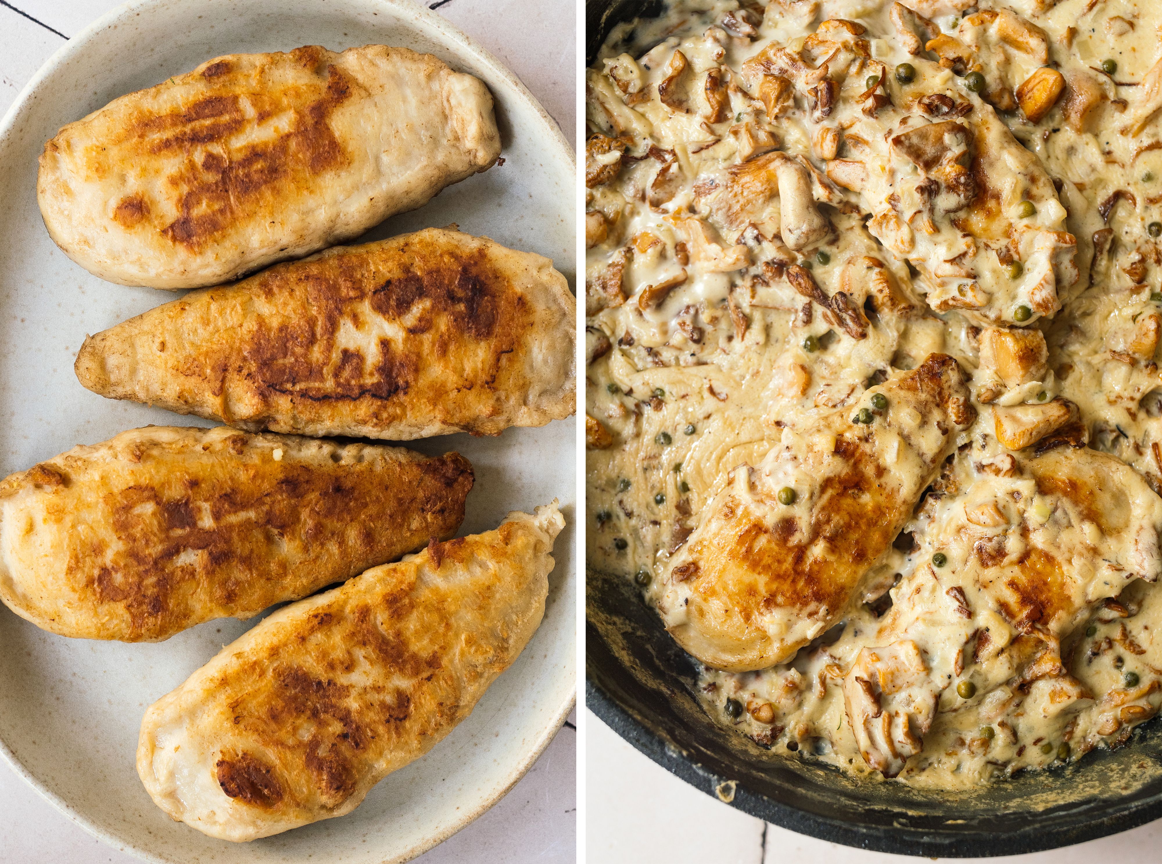 R842 Plant-Based Chicken in a Peppery Chanterelles Cream Sauce