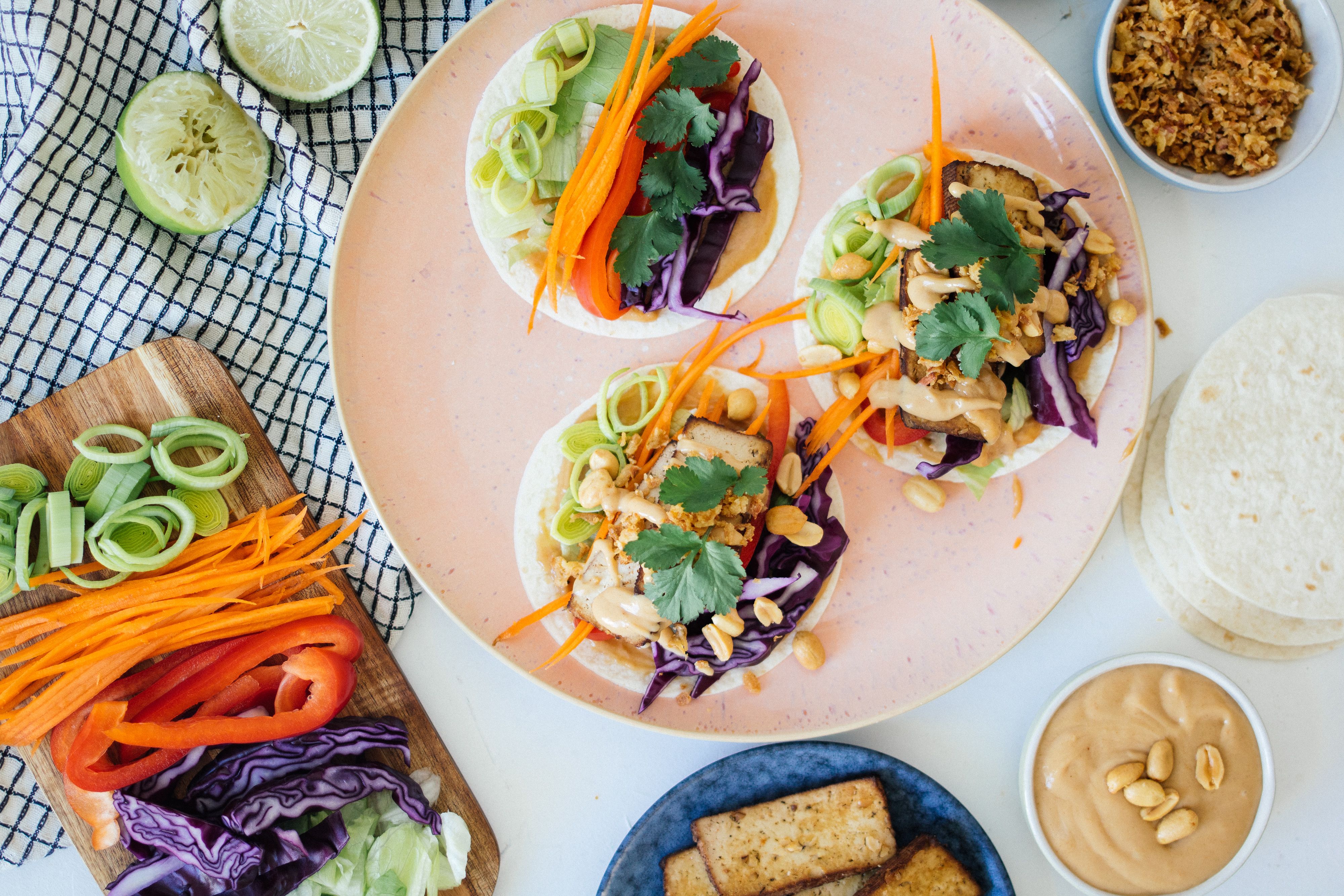 Vegan Thai Tacos with Peanut Sauce