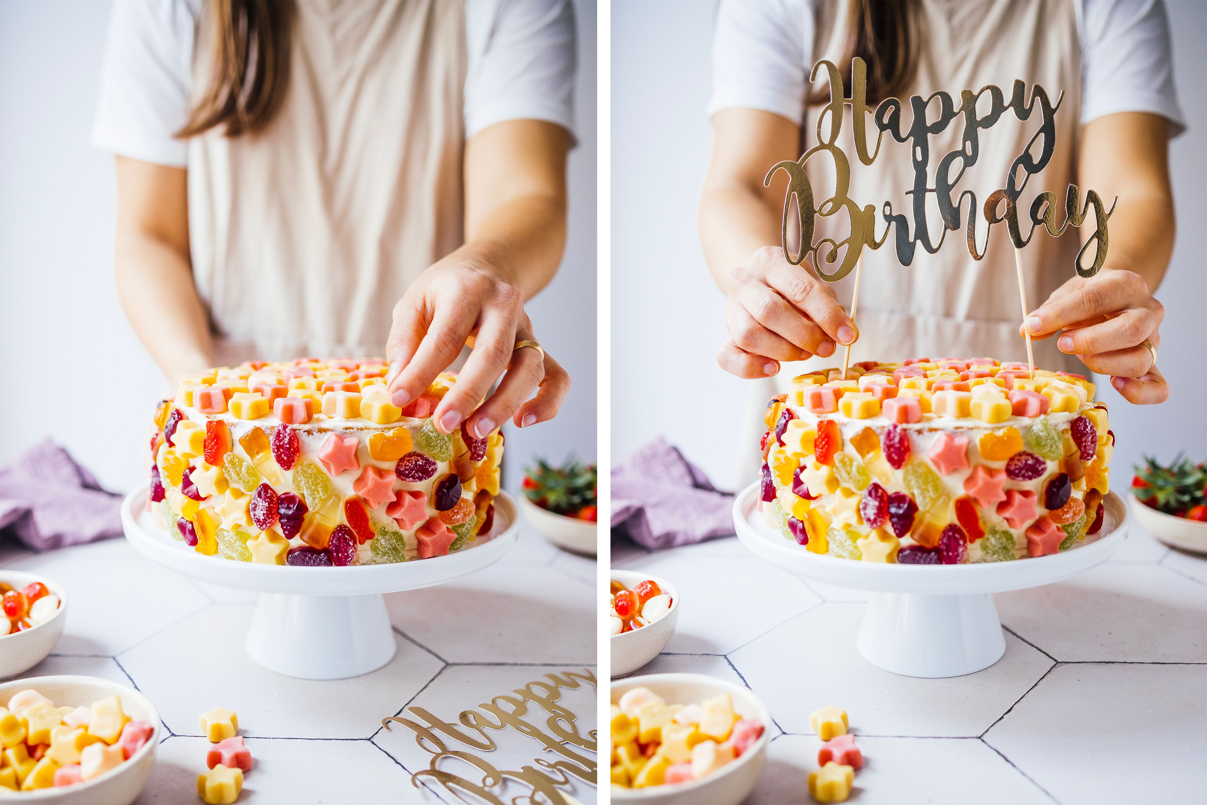 R827 Veganer Geburtstags-Candy-Cake