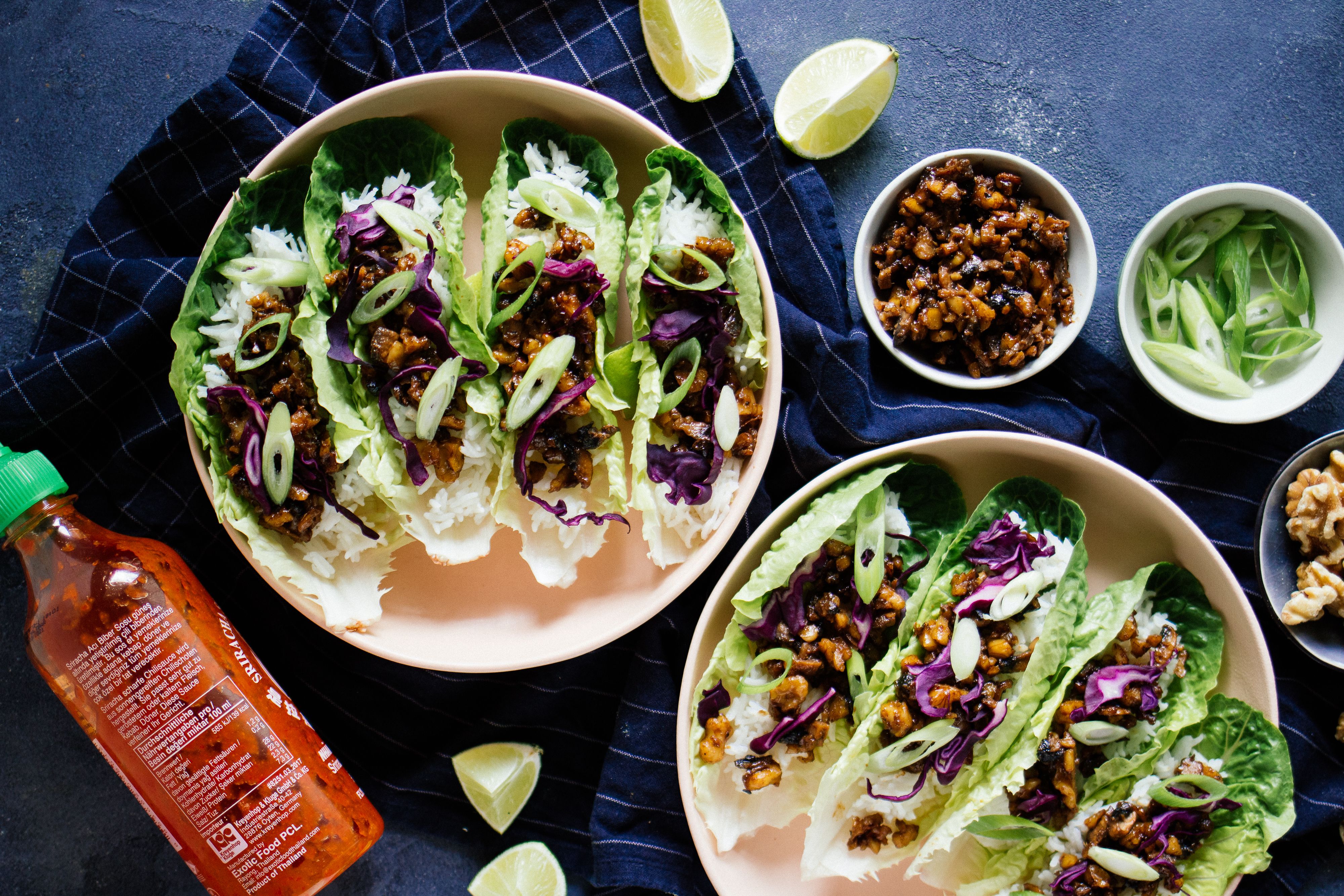 R527 Vegan Lettuce Wraps with Rice & Mushrooms