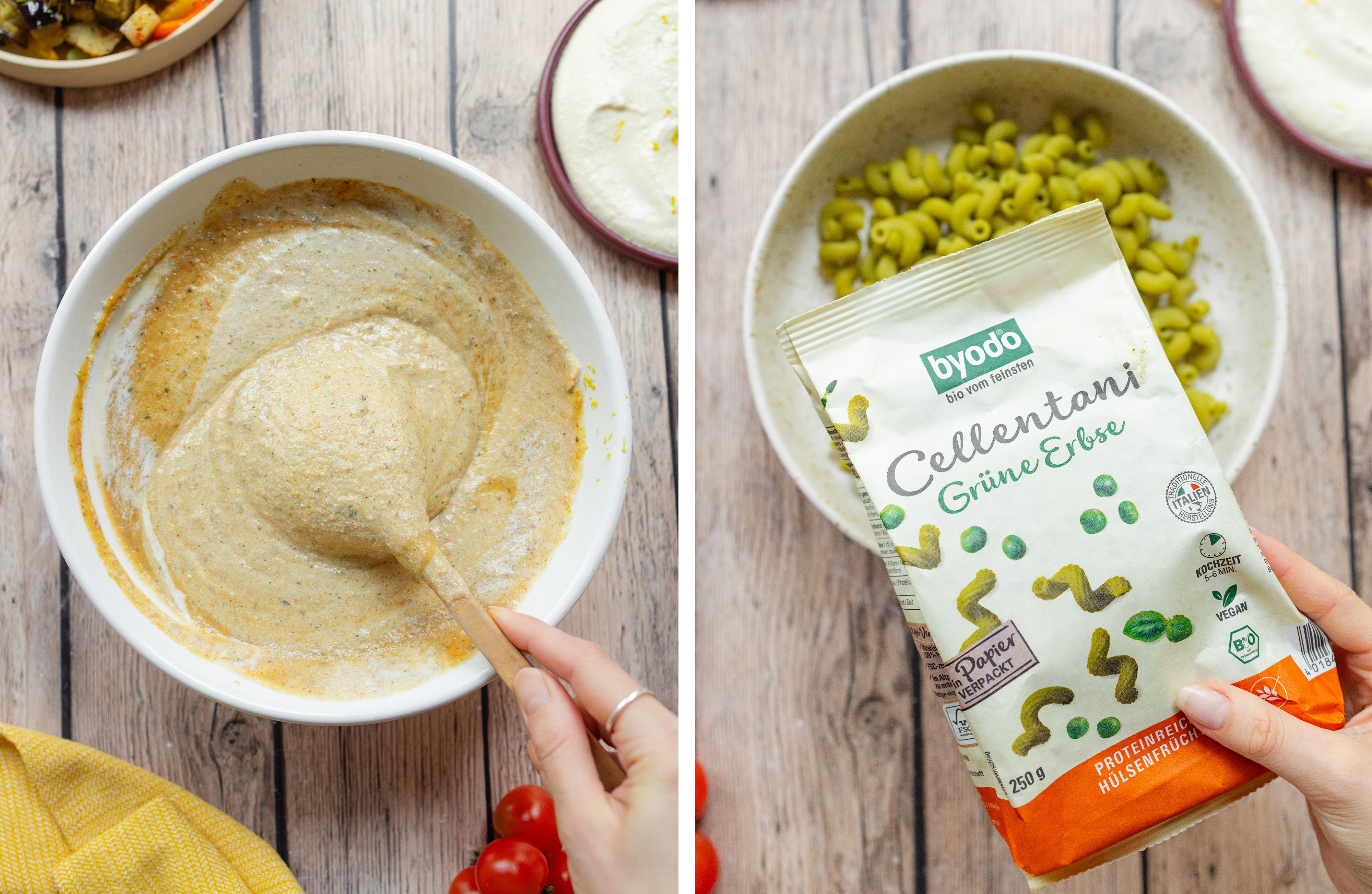 R948 Vegane Ofengemüse-Pasta mit Zitronen-Ricotta-Creme