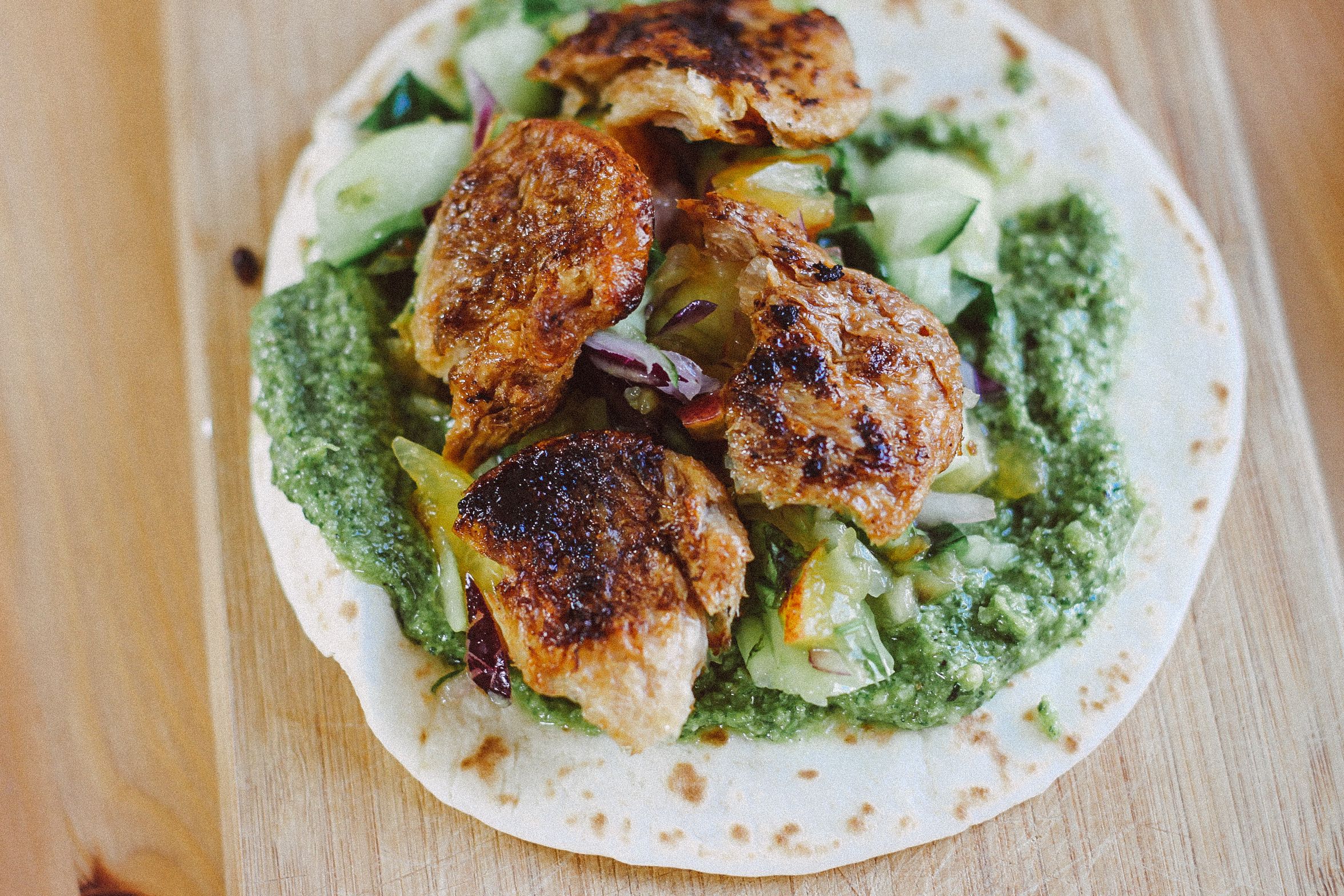 R38 Summer taco with peach salsa