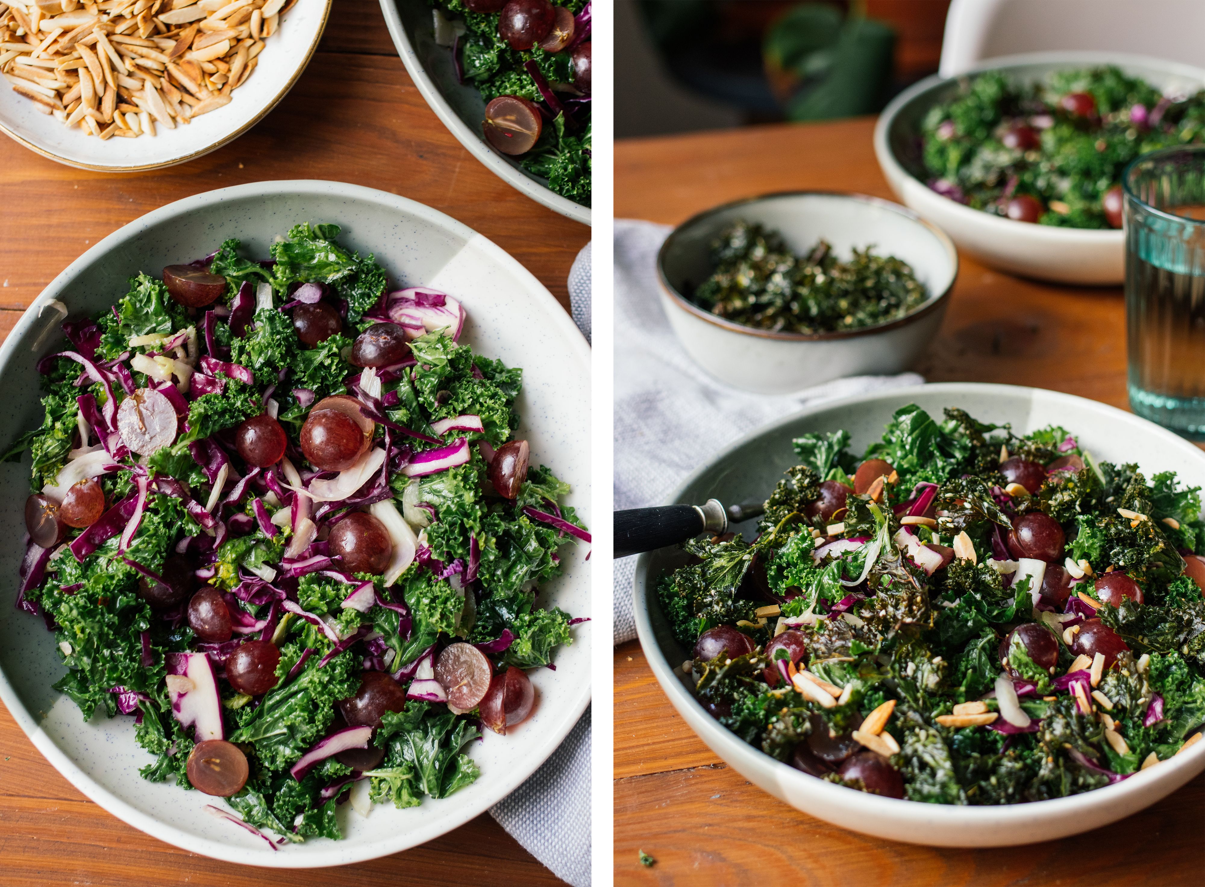 R596 Veganer Grünkohlsalat mit Sesamdressing und knusprigen Grünkohl-Chips