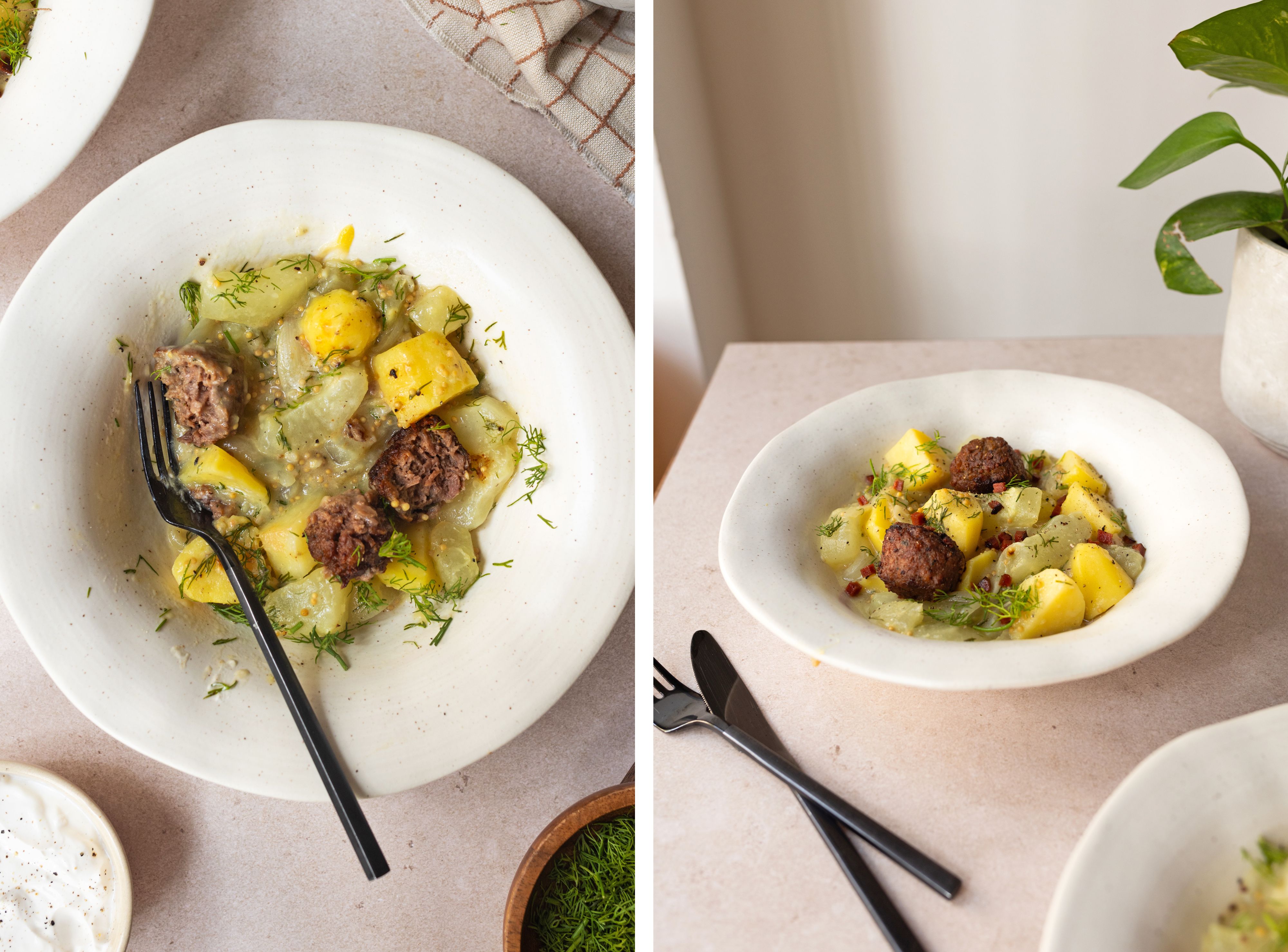 R837 Stewed Cucumbers with Potatoes and Plant-Based Meatballs