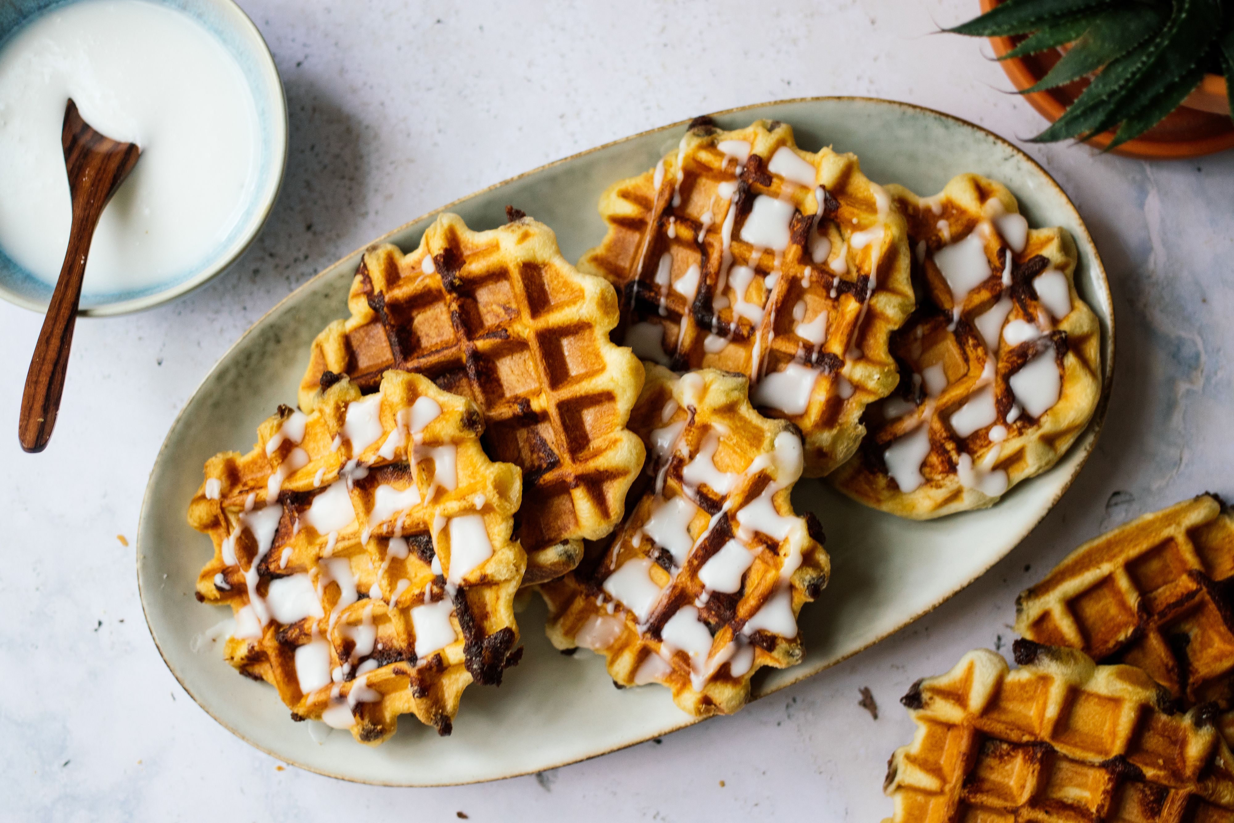 Vegan Cinnamon Bun Waffles