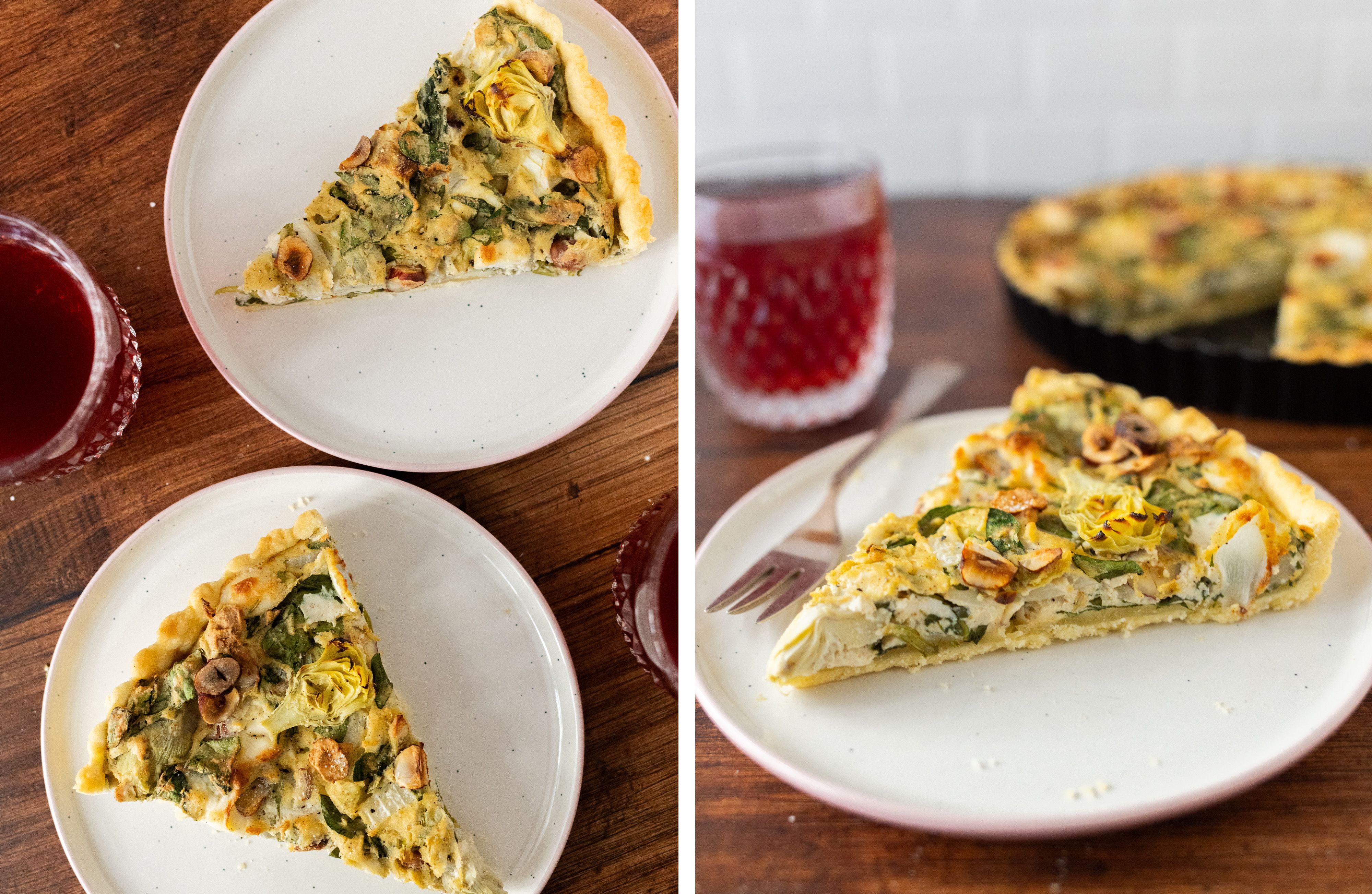 R856 Vegan Quiche with ”Feta Cheese”, Spinach and Artichokes