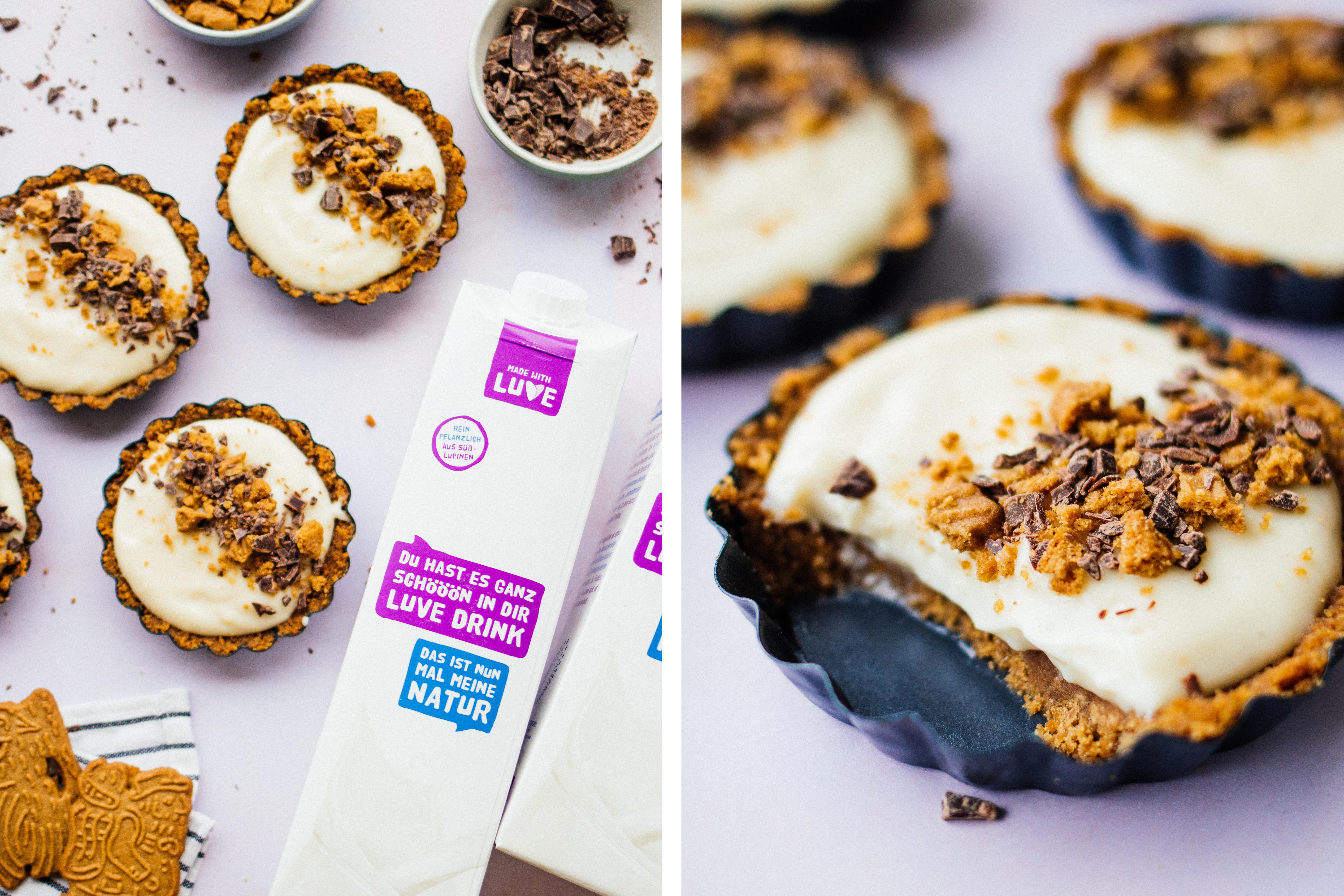 R482 Vegan No-Bake Speculoos Tarts with Vanilla Custard