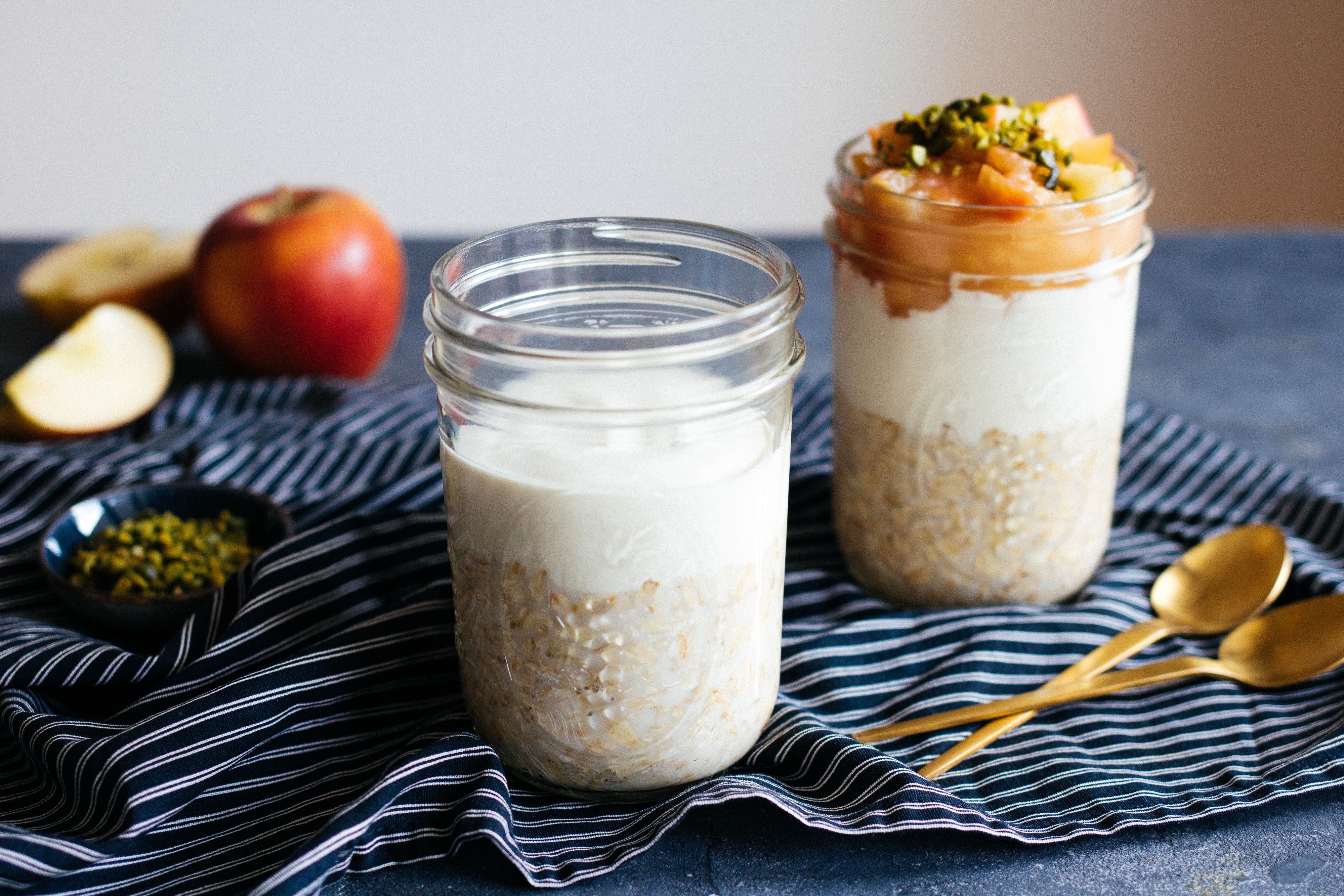 R457 Vegane Overnight Oats mit selbstgemachtem Apfelmus